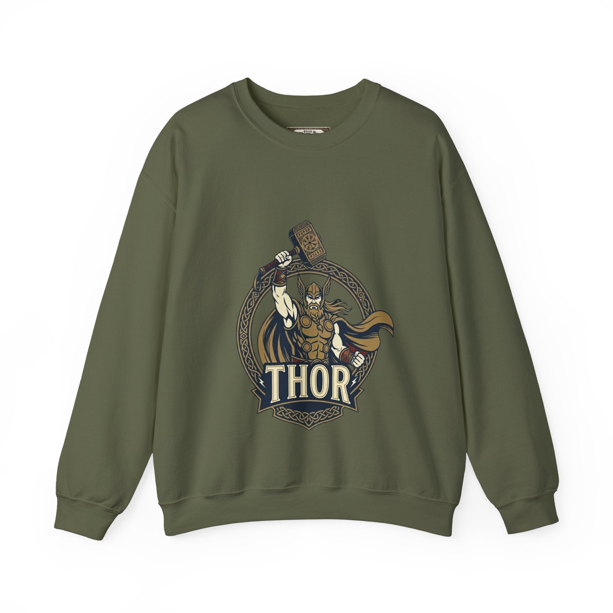 Thor Hammer Crewneck Sweatshirt | Unisex Norse Mythology Graphic Sweatshirt