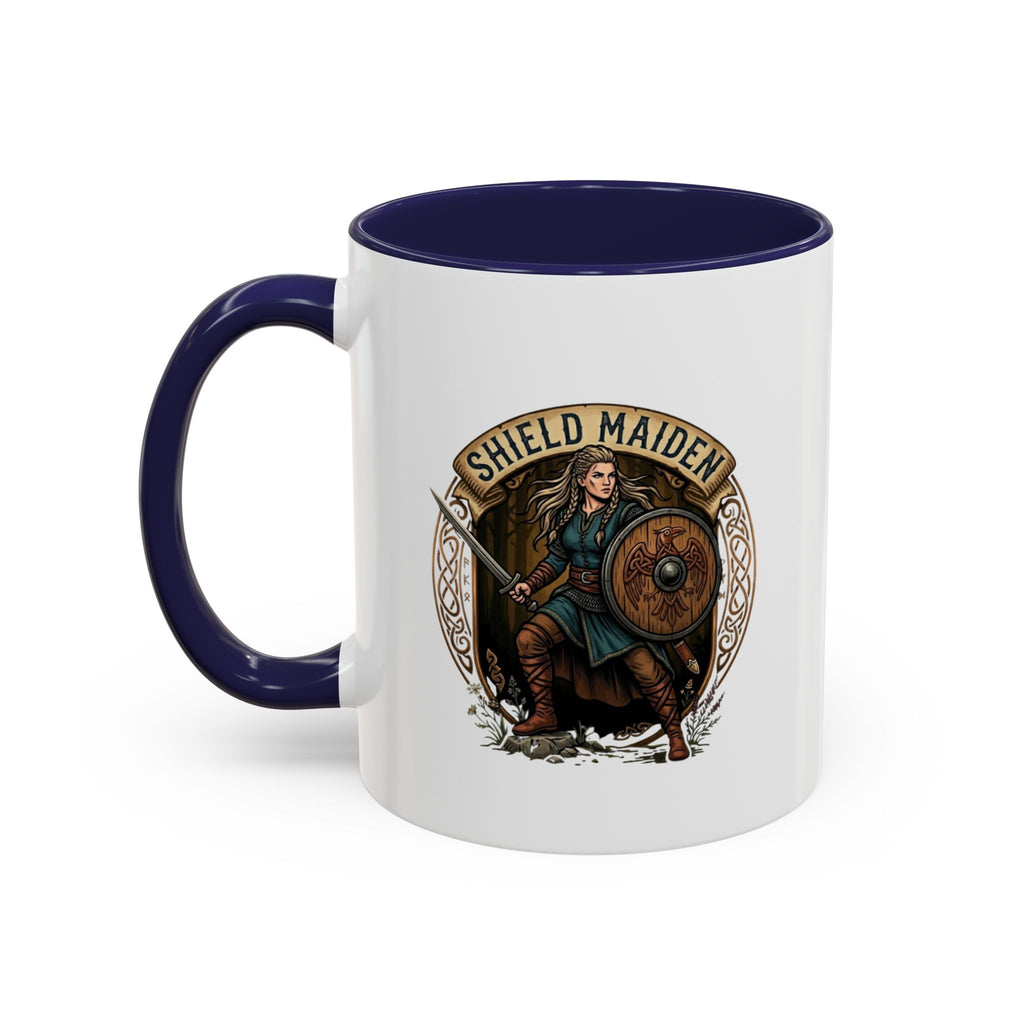 Shield Maiden Coffee Mug | Viking Warrior Shieldmaiden Design | 11oz Accent Mug