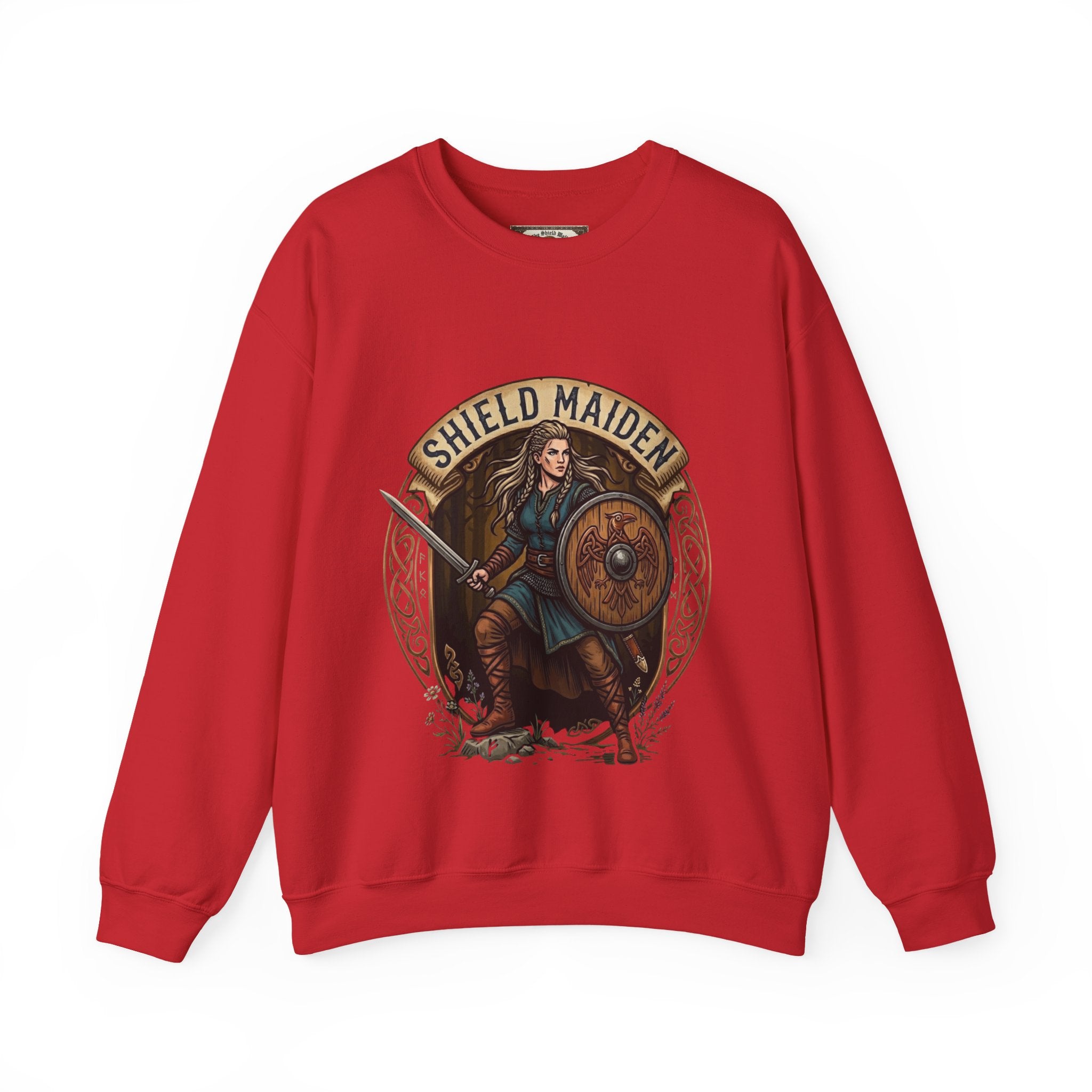 Shield Maiden Crewneck Sweatshirt | Unisex Adult Viking Warrior Top