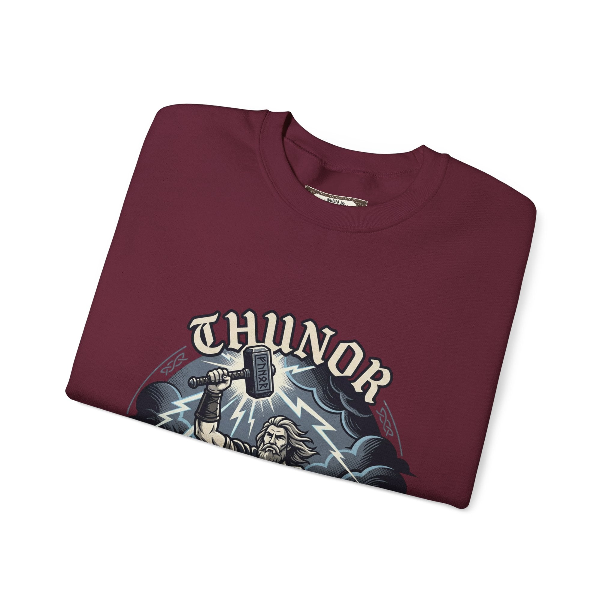 Thunor 'The Thunderer' Crewneck Sweatshirt — Anglo-Saxon God of Thunder Graphic