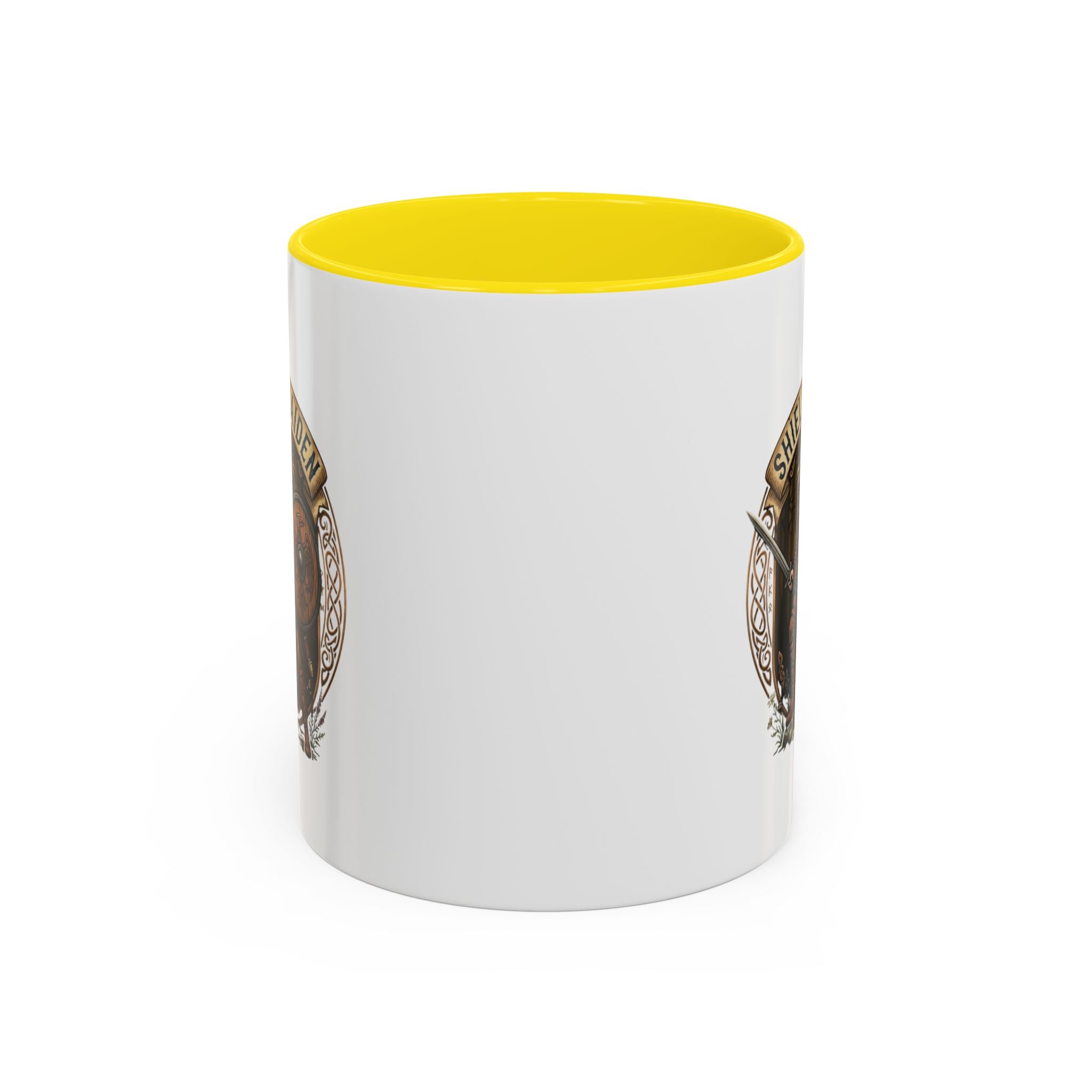 Shield Maiden Coffee Mug | Viking Warrior Shieldmaiden Design | 11oz Accent Mug