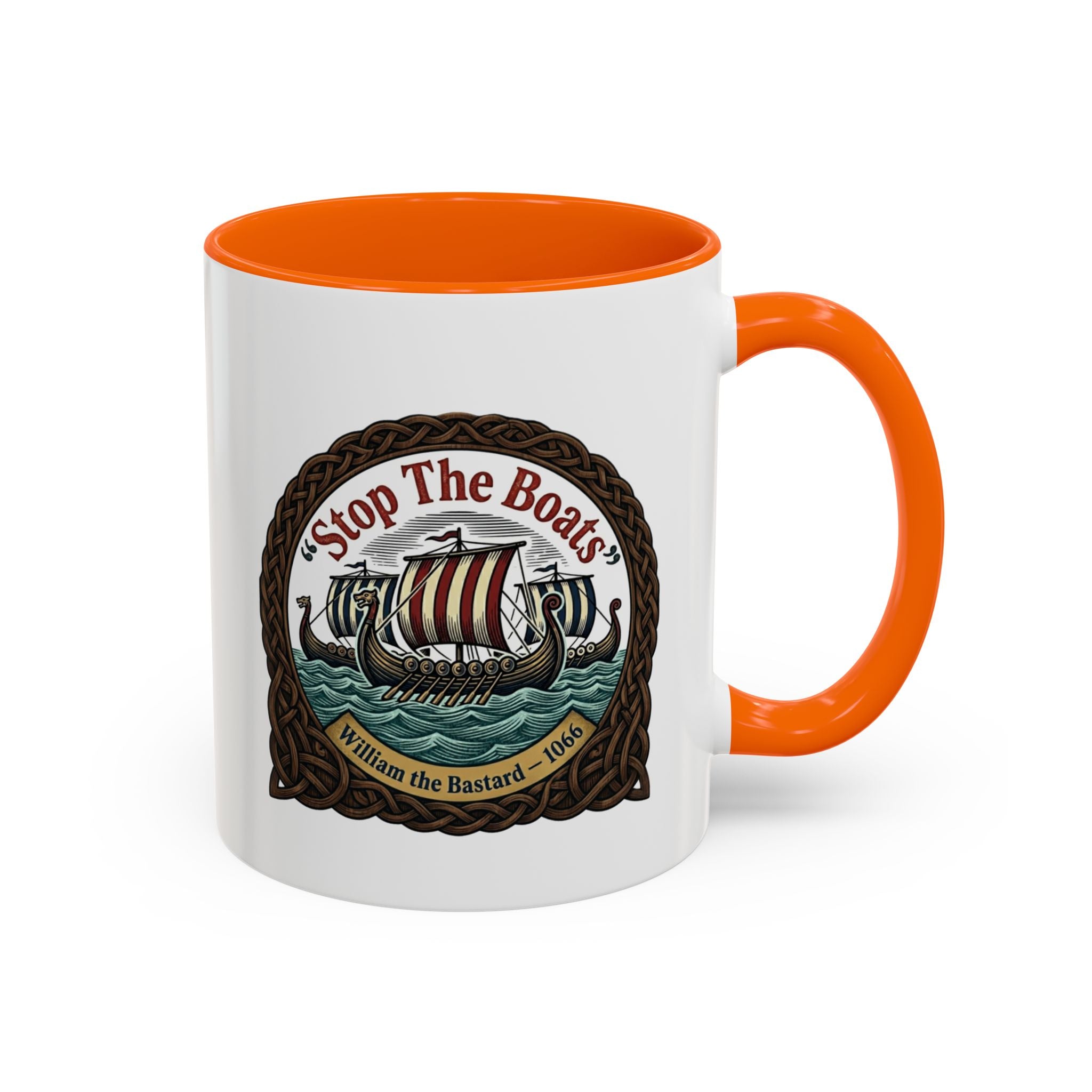 "Stop the Boats" Norman Protest Accent Coffee Mug — William the Bastard 1066 — 11oz