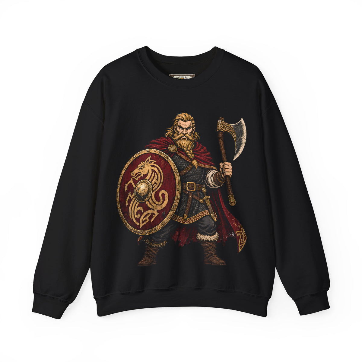 Anglo-Saxon Caricature Warrior — Axe & Shield Sweatshirt | Heritage Clothing
