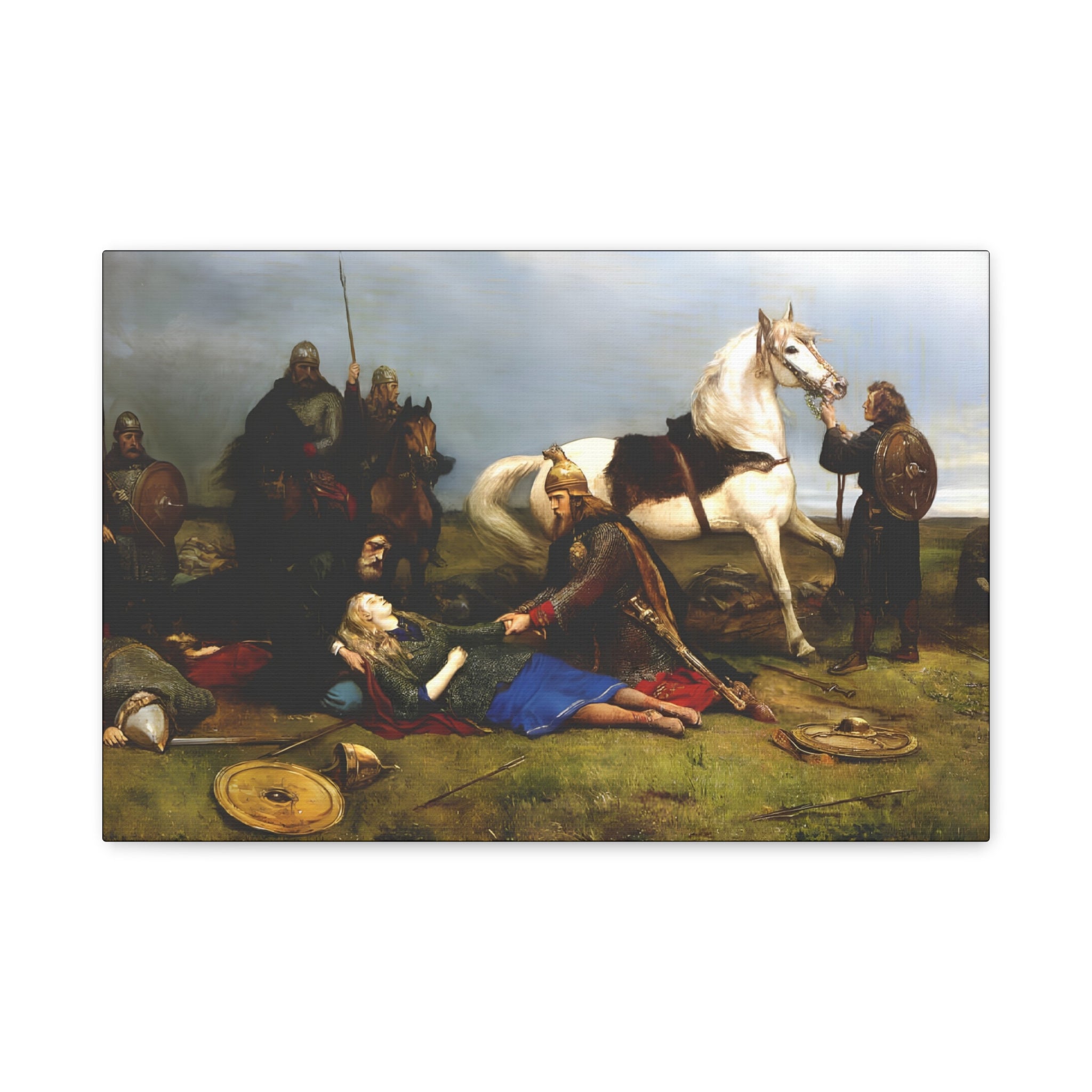 Hervor's Death – Viking Shield Maiden Matte Canvas Print | Peter Nicolai Arbo