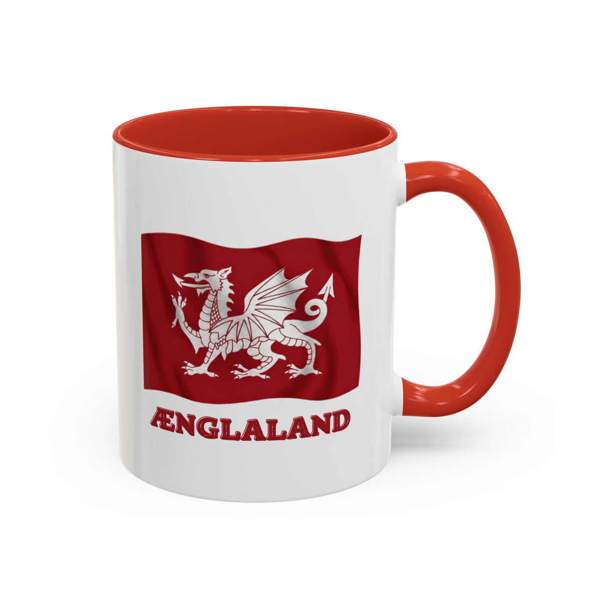 Ænglalond — White Dragon Wavy Flag Accent Mug | Heritage Mug
