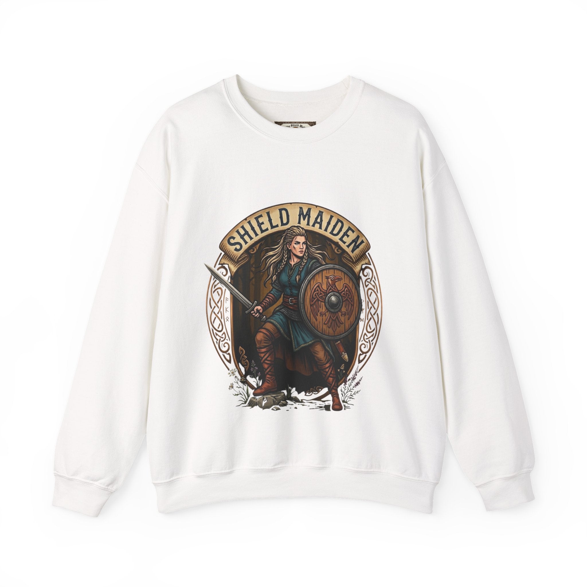 Shield Maiden Crewneck Sweatshirt | Unisex Adult Viking Warrior Top