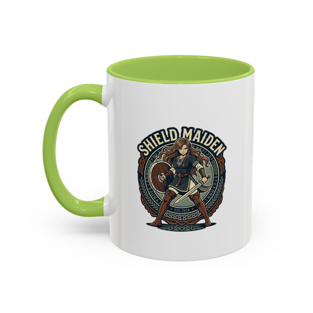 Shield Maiden Coffee Mug | Anglo-Saxon Warrior Woman | 11oz Accent Mug