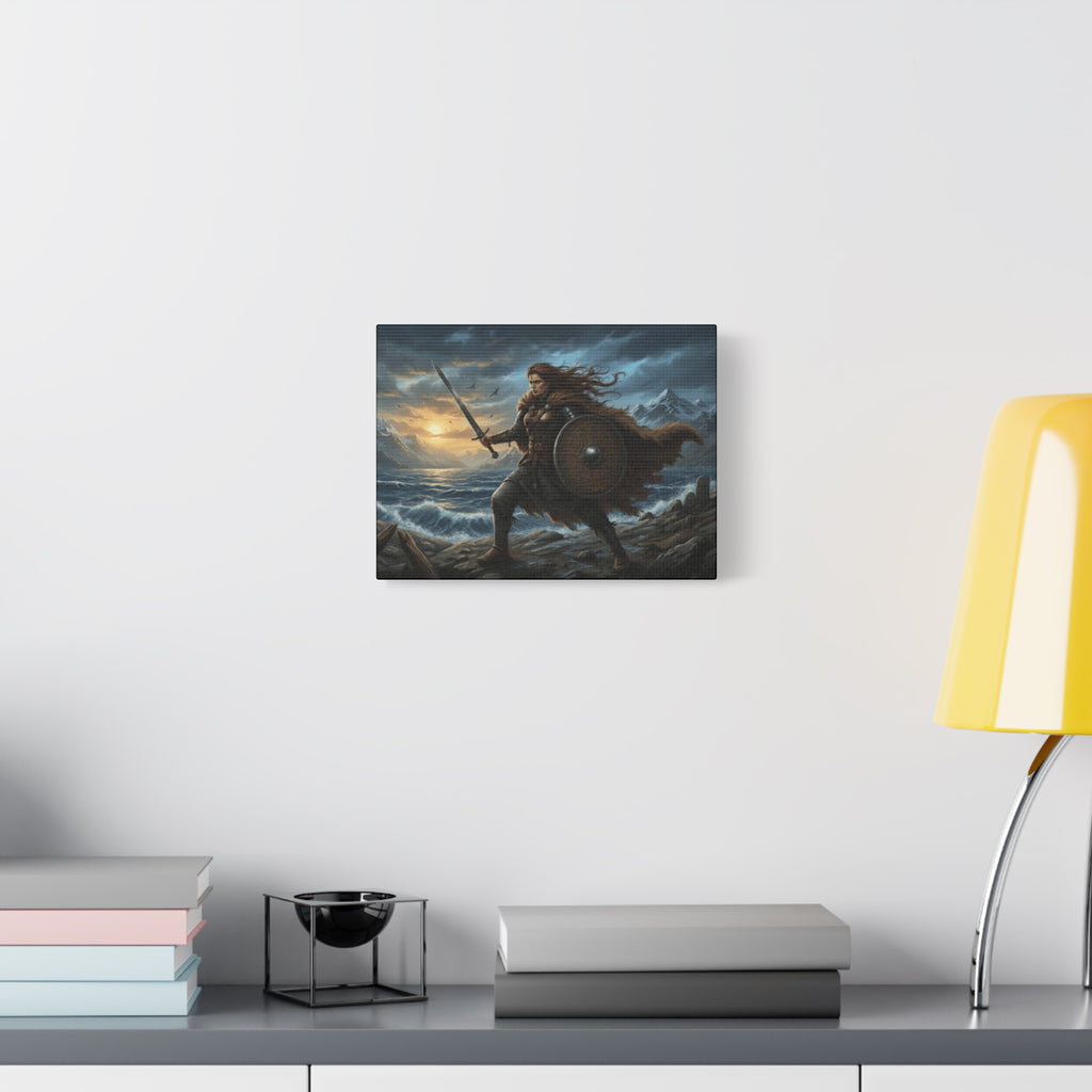 Viking Shield-Maiden Matte Canvas Wall Art — Shield Maiden of the Sagas Stretched Print
