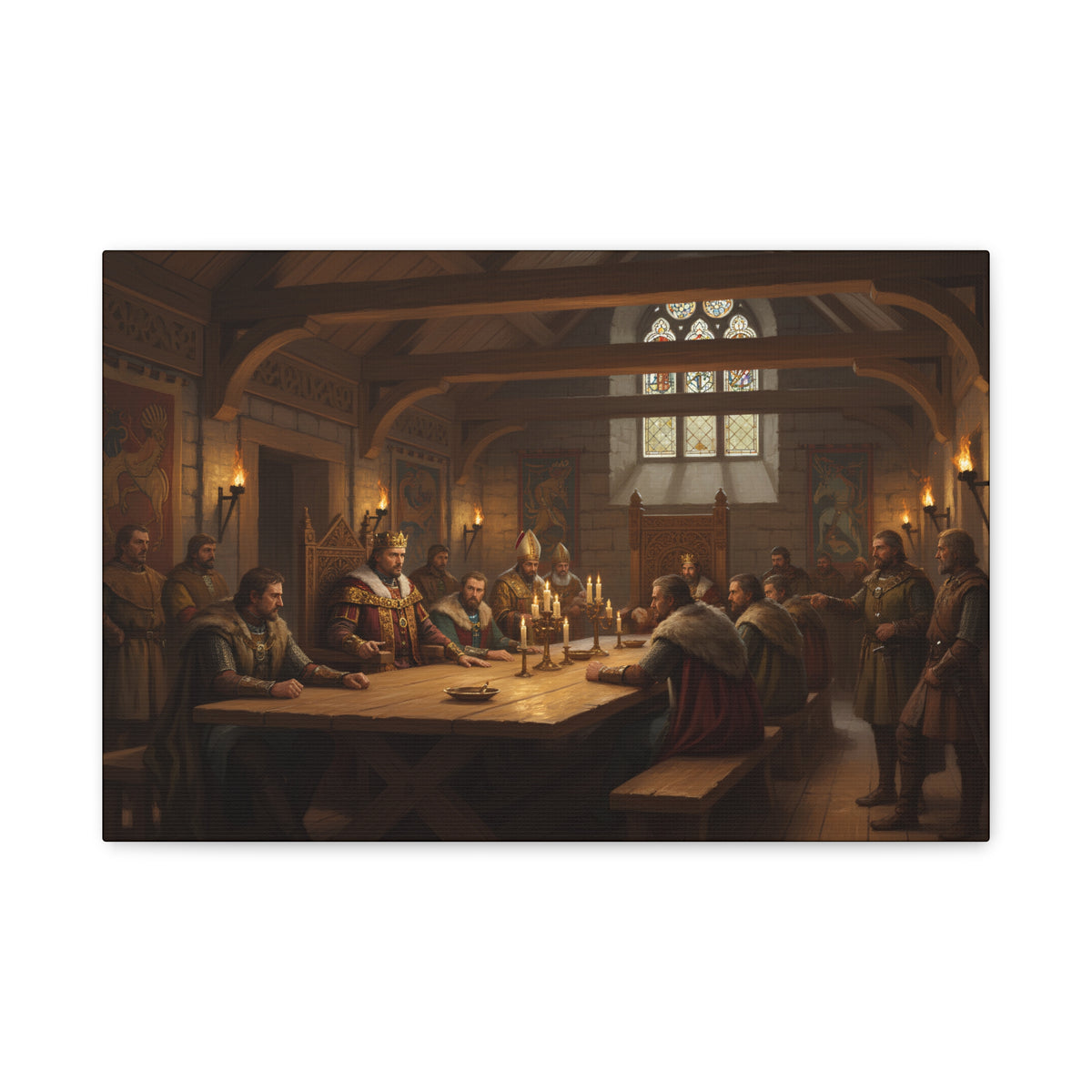 The Witan in Session — Anglo-Saxon Royal Council Unframed Canvas Print | Heritage Gift