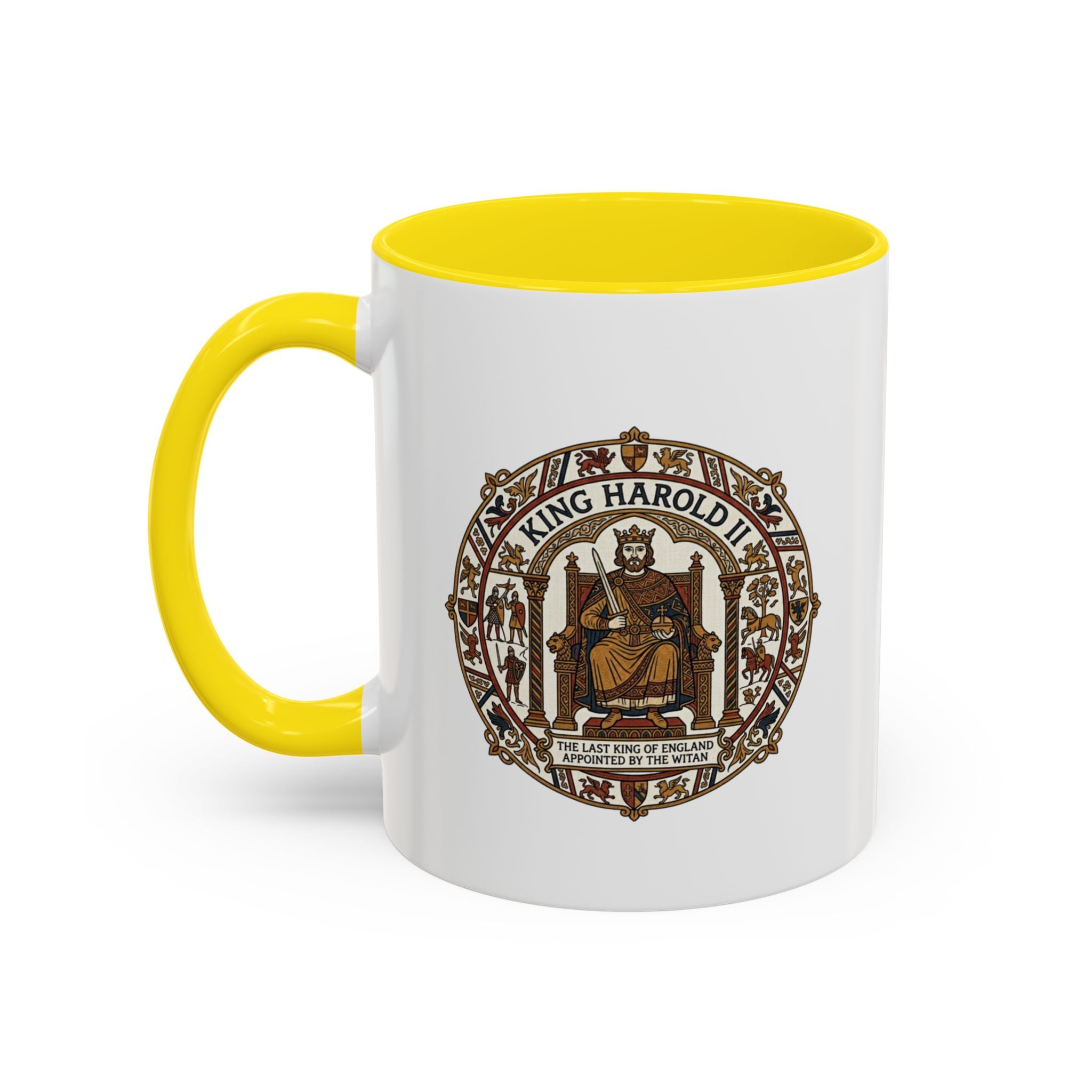 King Harold II Crest Mug — Bayeux Tapestry Medieval Coffee Cup (11oz)