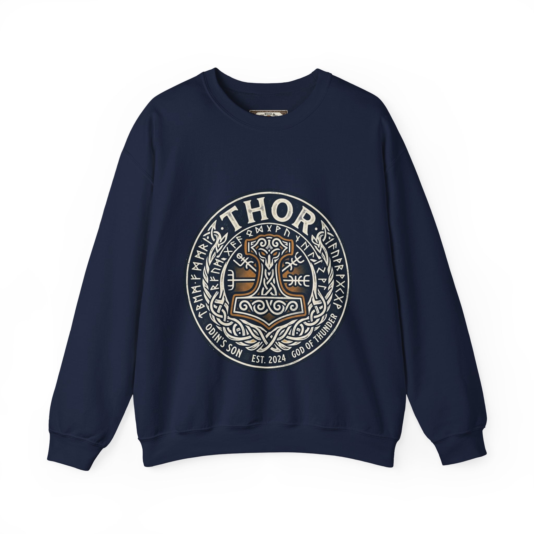 Thor's Hammer Mjollnir Crewneck Sweatshirt — Norse God of Thunder Design
