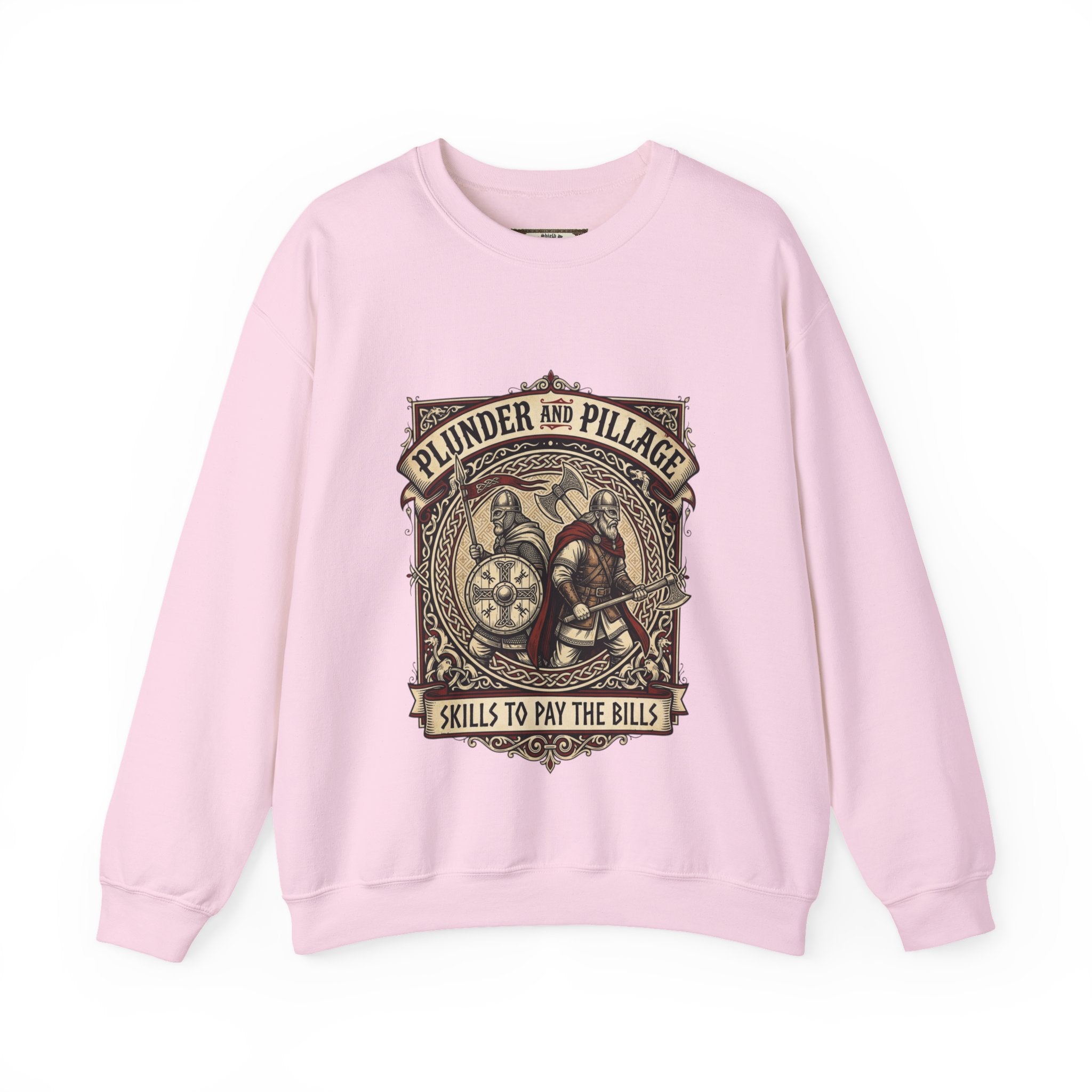 Viking Warrior Crewneck Sweatshirt | Norse Plunder & Pillage Design | Unisex Adult