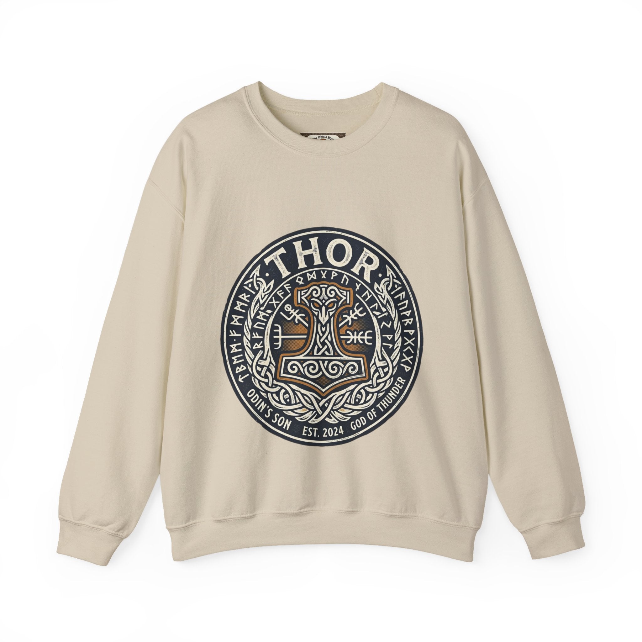 Thor's Hammer Mjollnir Crewneck Sweatshirt — Norse God of Thunder Design