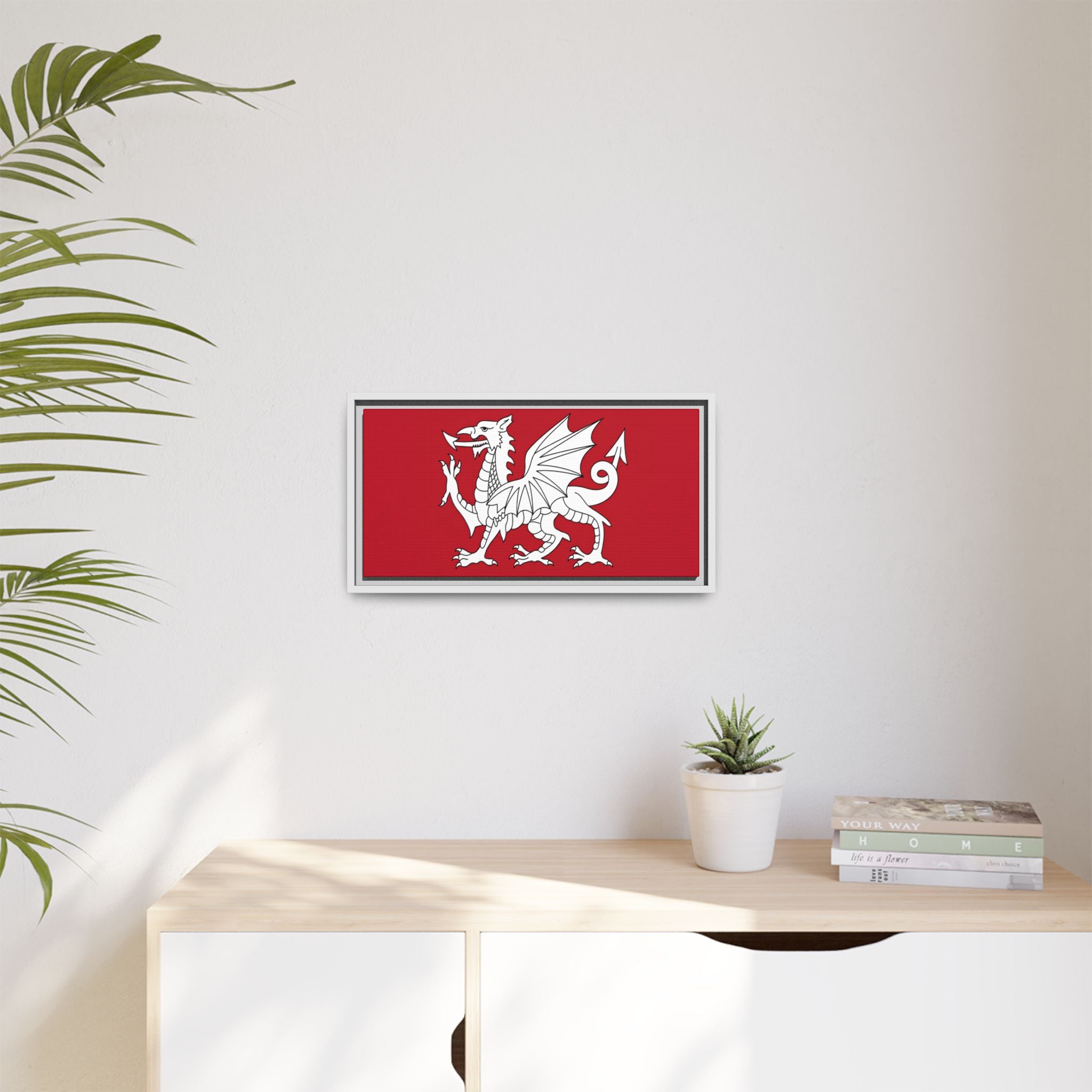 White Dragon of Wessex — Anglo-Saxon Heraldic Framed Canvas Print | Saxon Wall Art