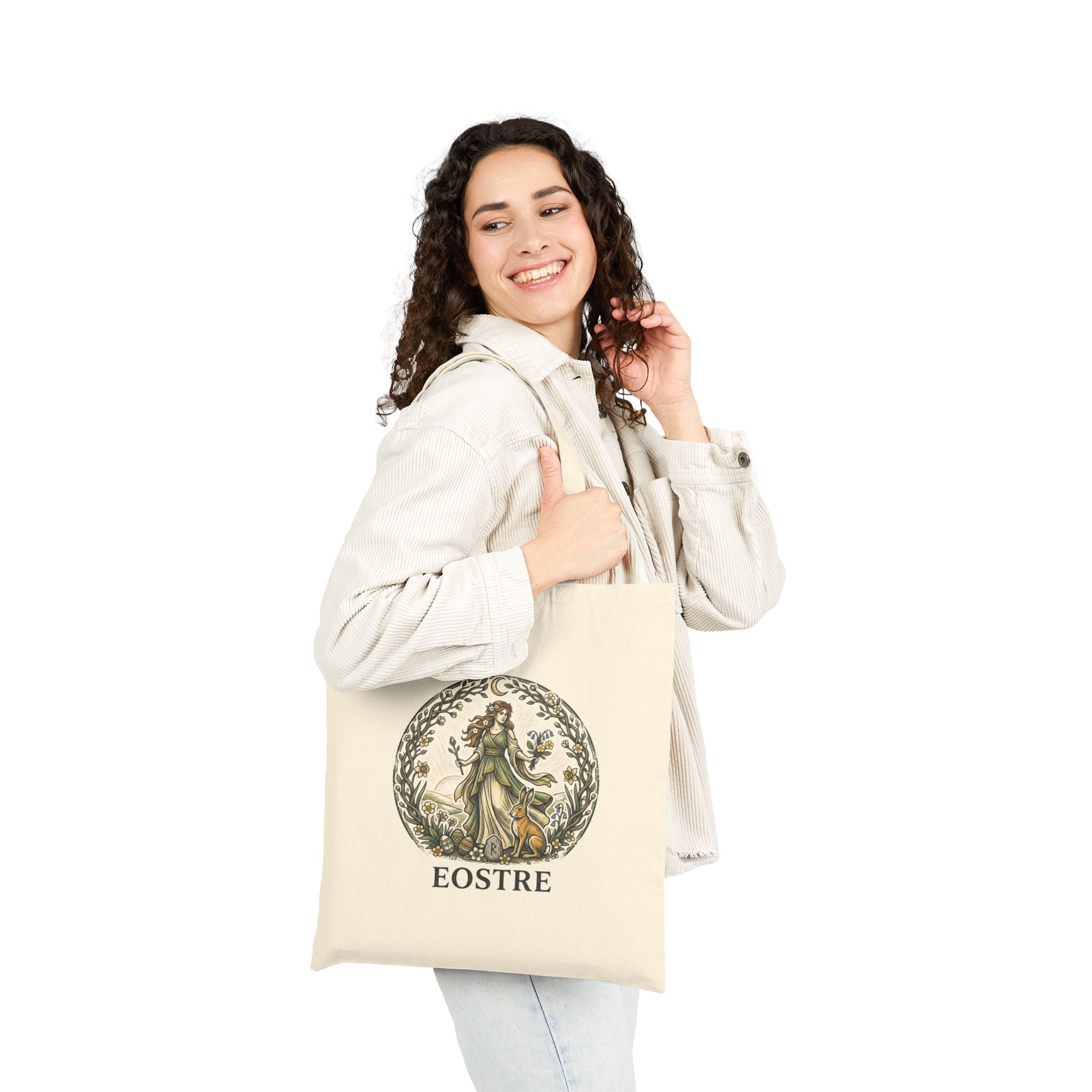 Eostre Goddess of Spring Cotton Canvas Tote Bag — Anglo-Saxon Easter Tribute