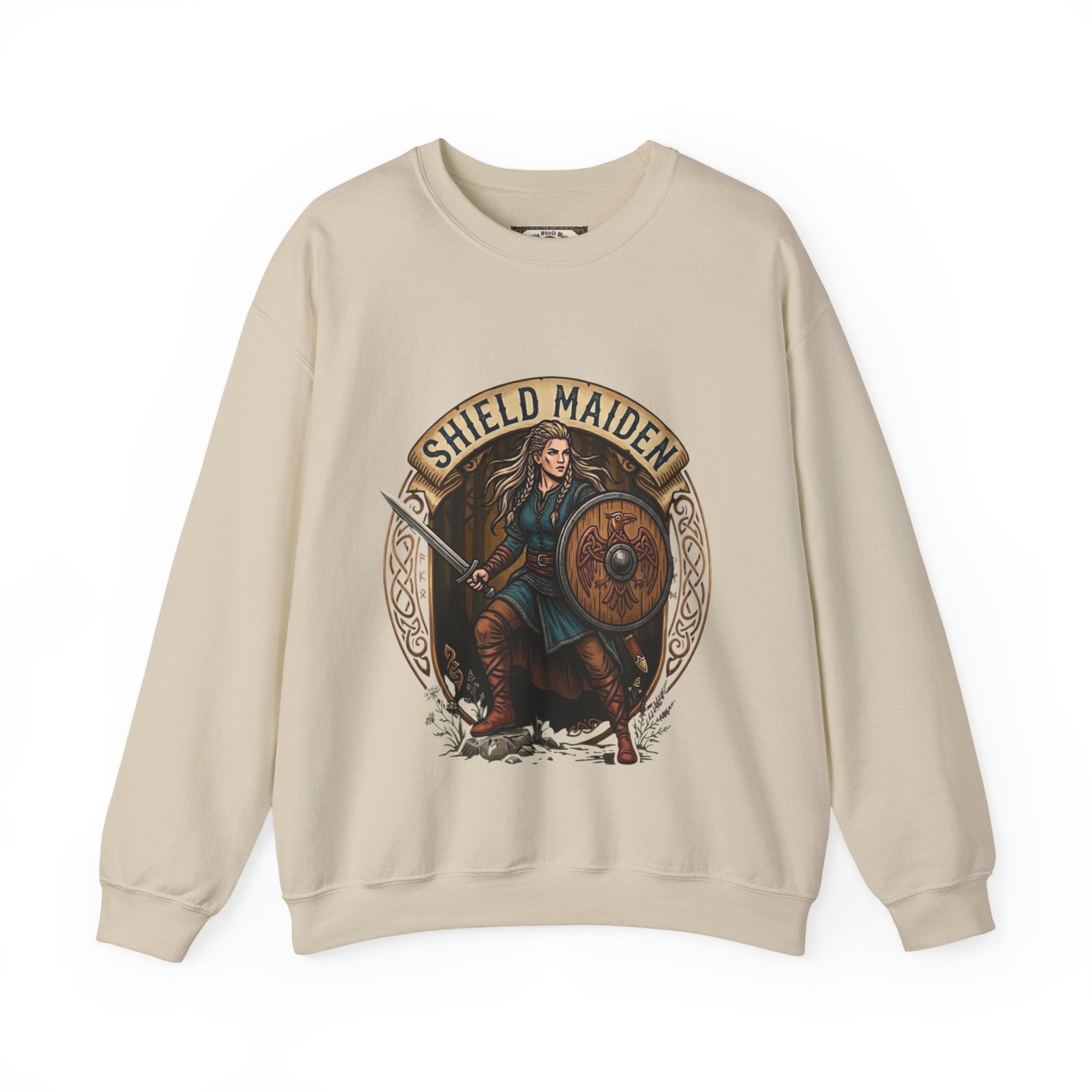 Shield Maiden Crewneck Sweatshirt | Unisex Adult Viking Warrior Top