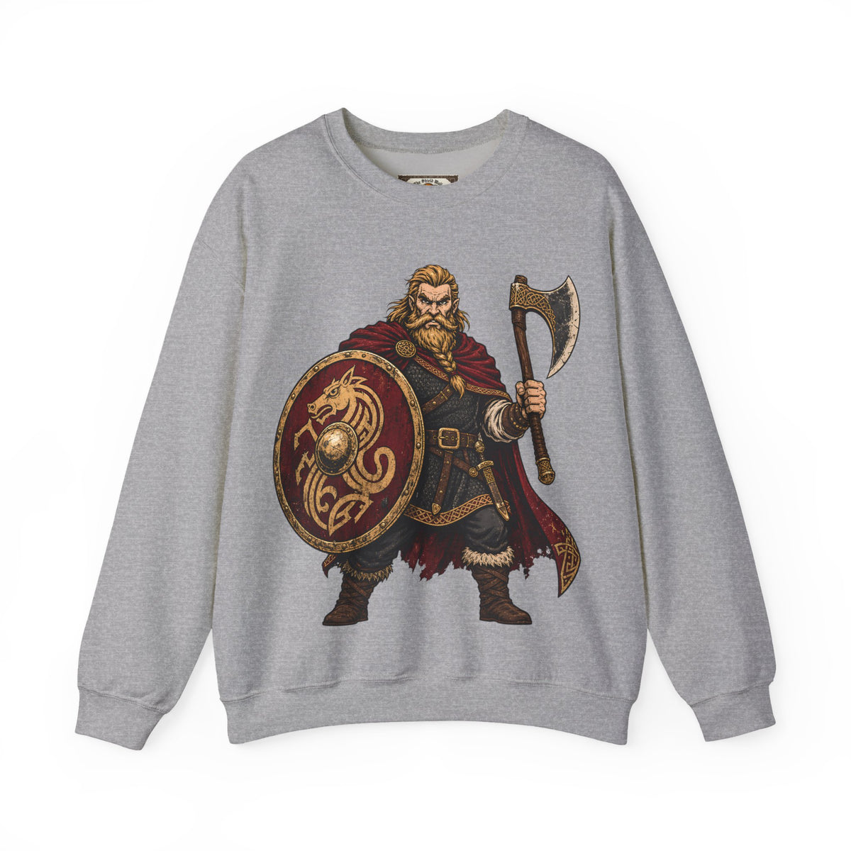 Anglo-Saxon Caricature Warrior — Axe & Shield Sweatshirt | Heritage Clothing