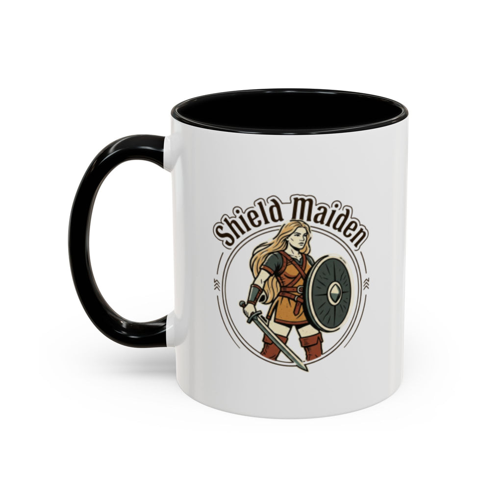 Shield Maiden Coffee Mug | Viking Warrior Woman Design | 11oz Ceramic Mug