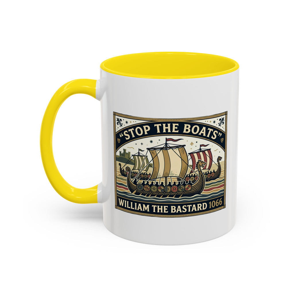 "Stop the Boats" Norman Protest Accent Coffee Mug — William the Bastard 1066 — 11oz