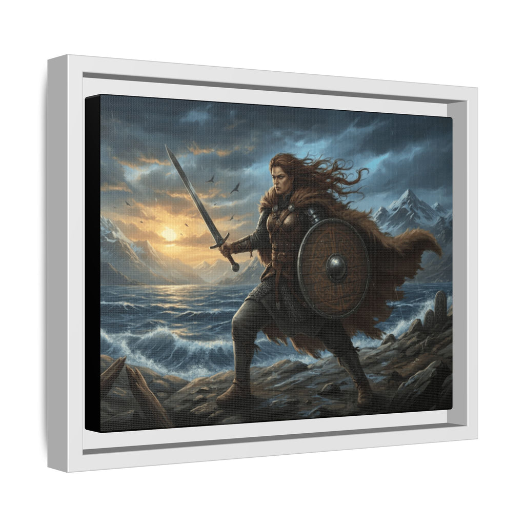 Shield Maiden of the Sagas — Viking Warrior Framed Canvas Print | Heritage Clothing