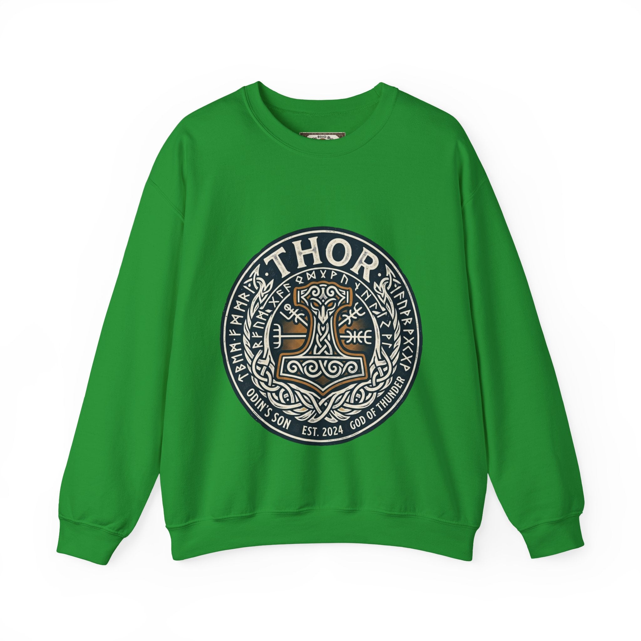 Thor's Hammer Mjollnir Crewneck Sweatshirt — Norse God of Thunder Design