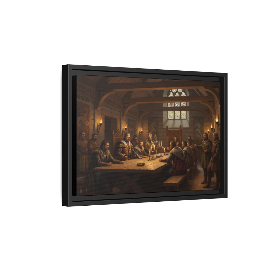 The Witan in Session — Anglo-Saxon Royal Council Framed Canvas Print | Heritage Gift
