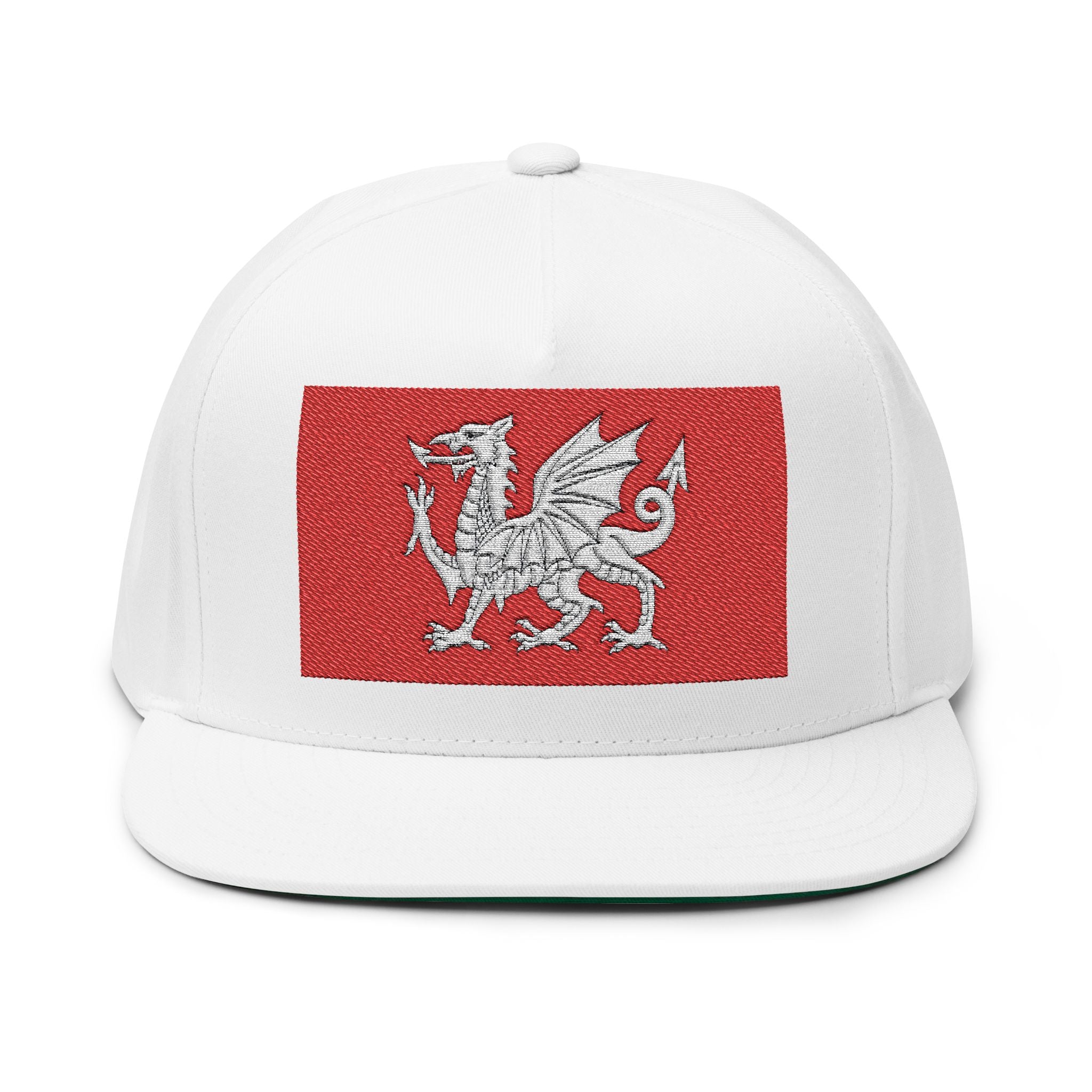 Wessex White Dragon Embroidered Flat Bill Cap — Anglo-Saxon Snapback | Heritage Clothing