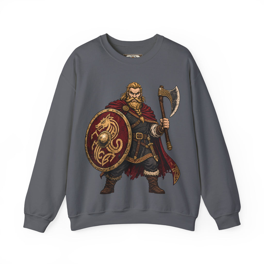 Anglo-Saxon Caricature Warrior — Axe & Shield Sweatshirt | Heritage Clothing