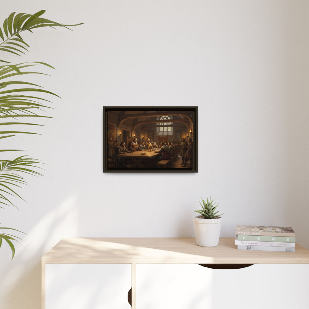 The Witan in Session — Anglo-Saxon Royal Council Framed Canvas Print | Heritage Gift