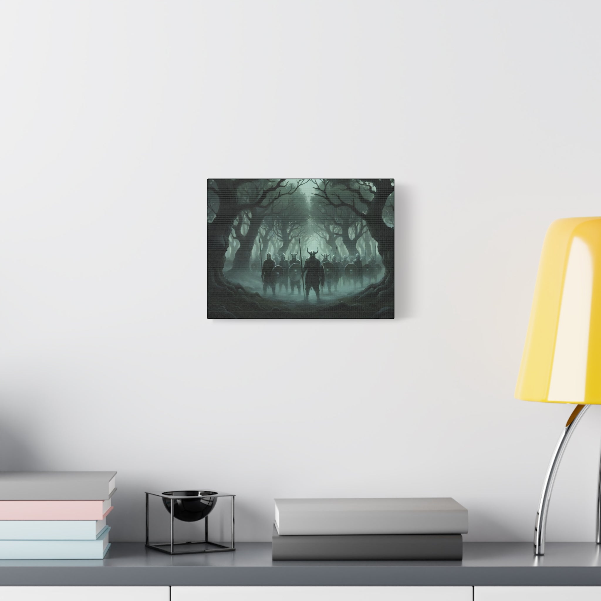 Viking Ghosts of Kingley Vale — Matte Stretched Canvas Wall Art — Viking Army in Mist