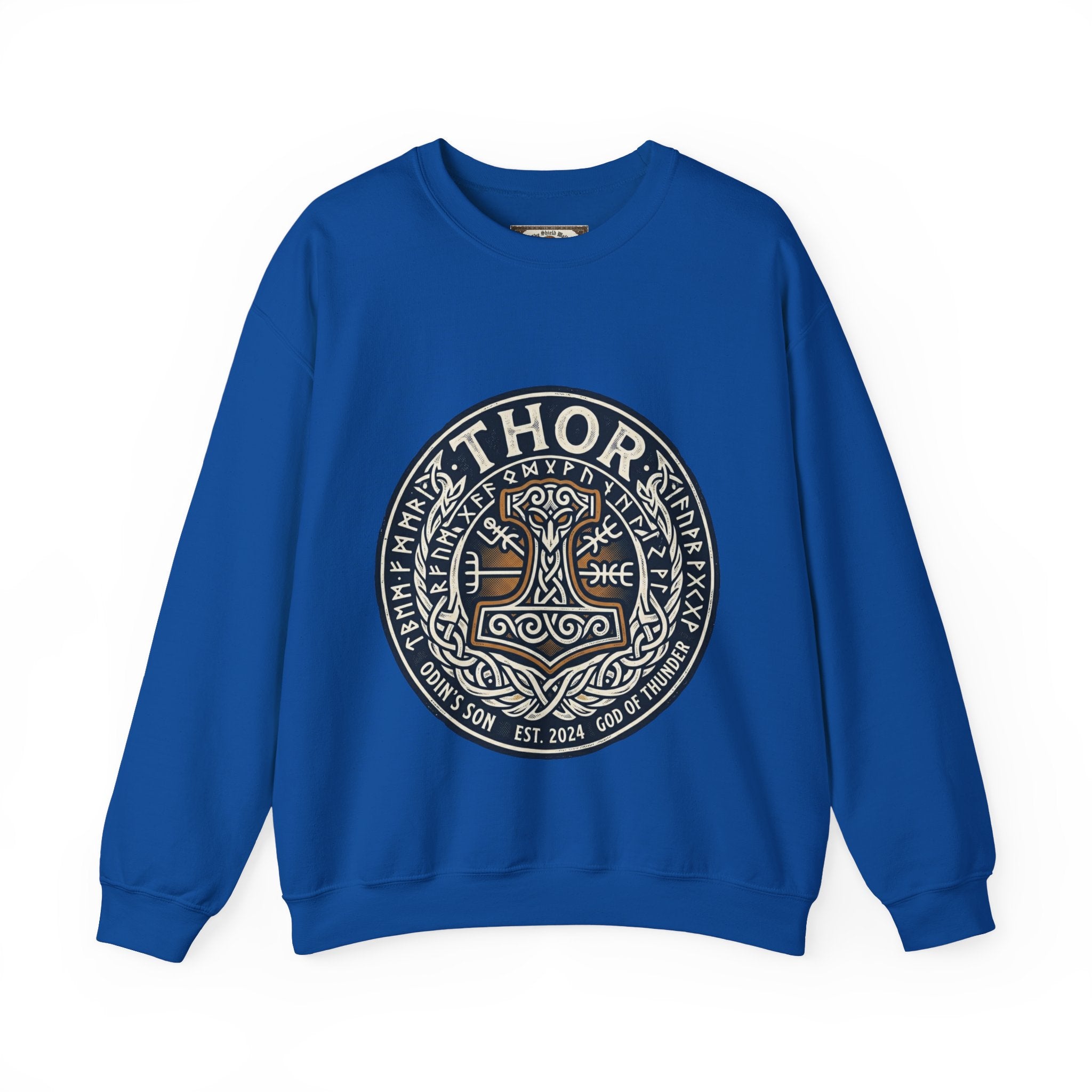 Thor's Hammer Mjollnir Crewneck Sweatshirt — Norse God of Thunder Design