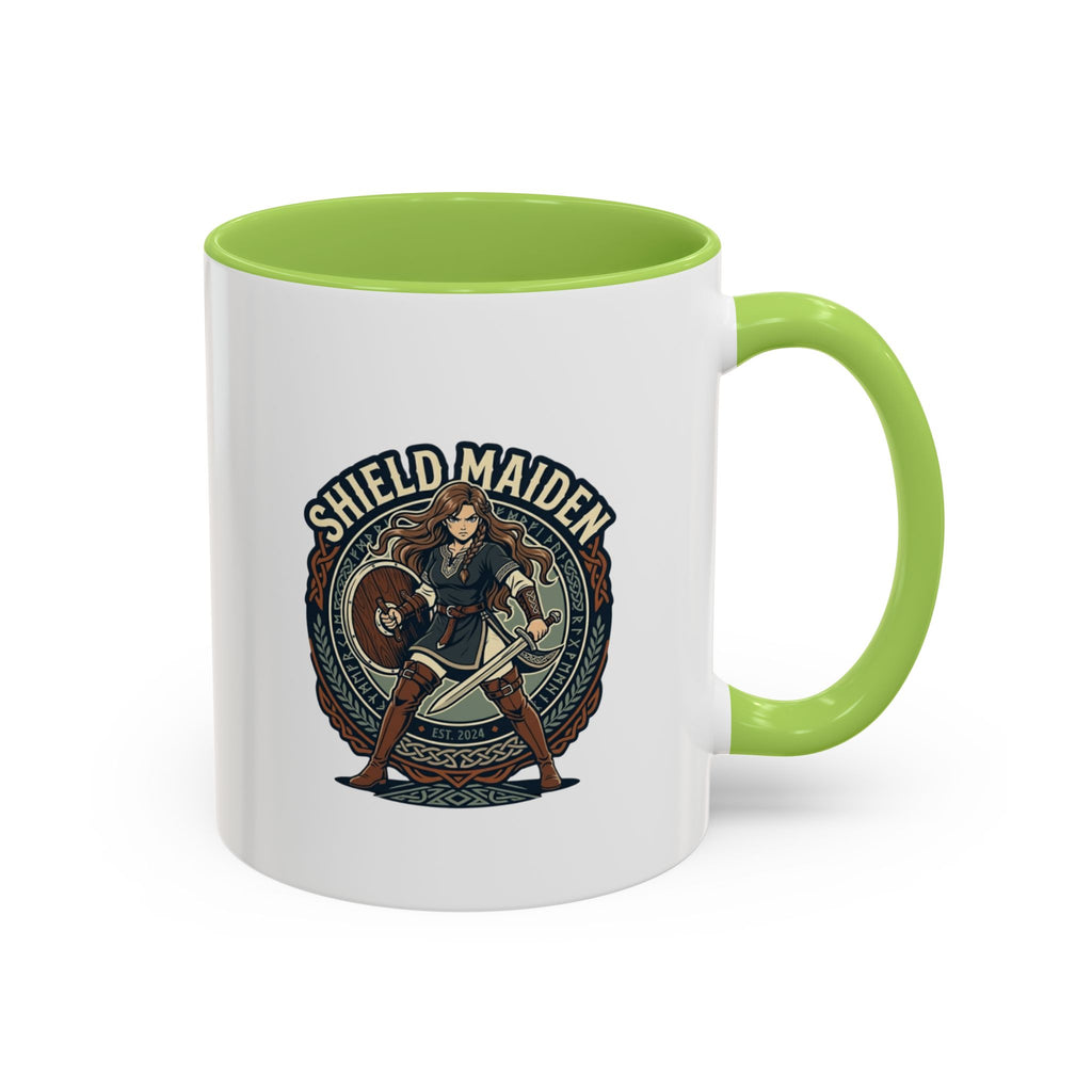 Shield Maiden Coffee Mug | Anglo-Saxon Warrior Woman | 11oz Accent Mug