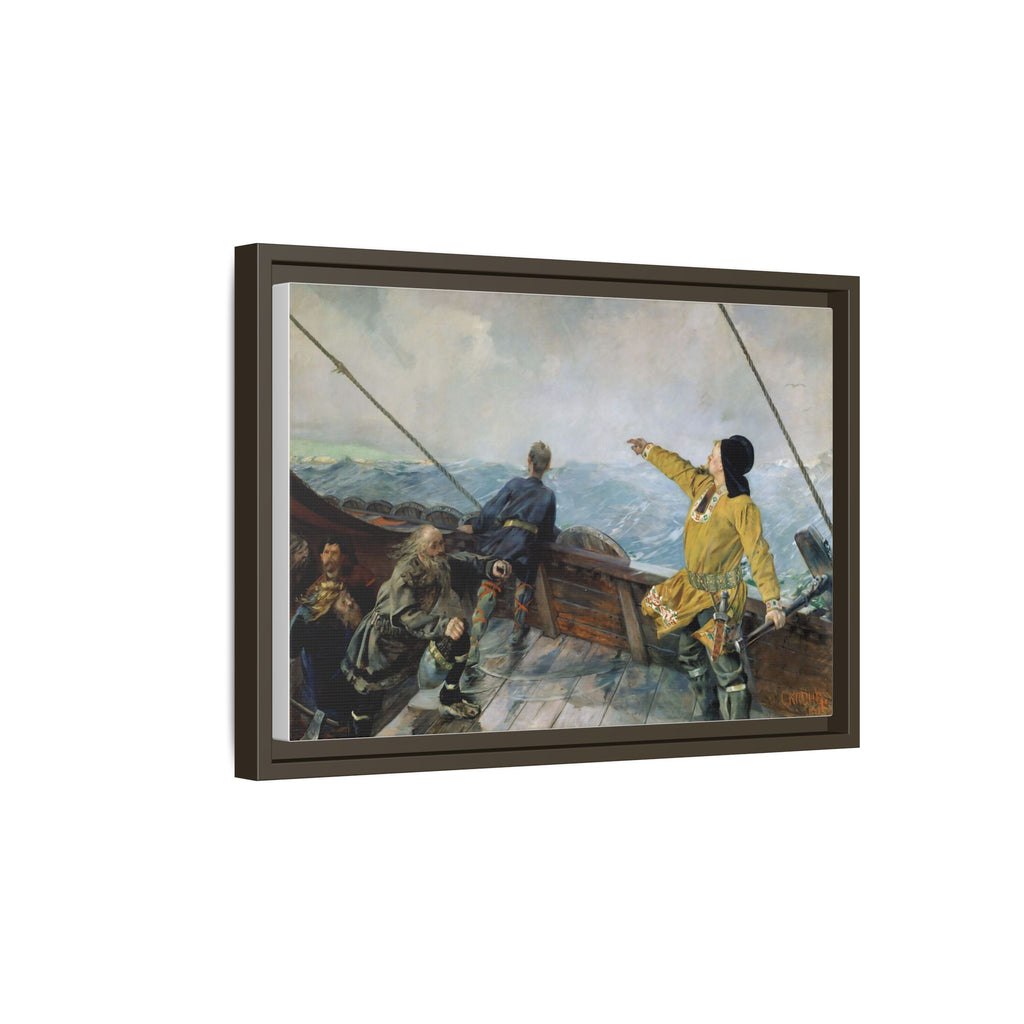 Leif Erikson Discovering America — Framed Matte Canvas Print (1893)