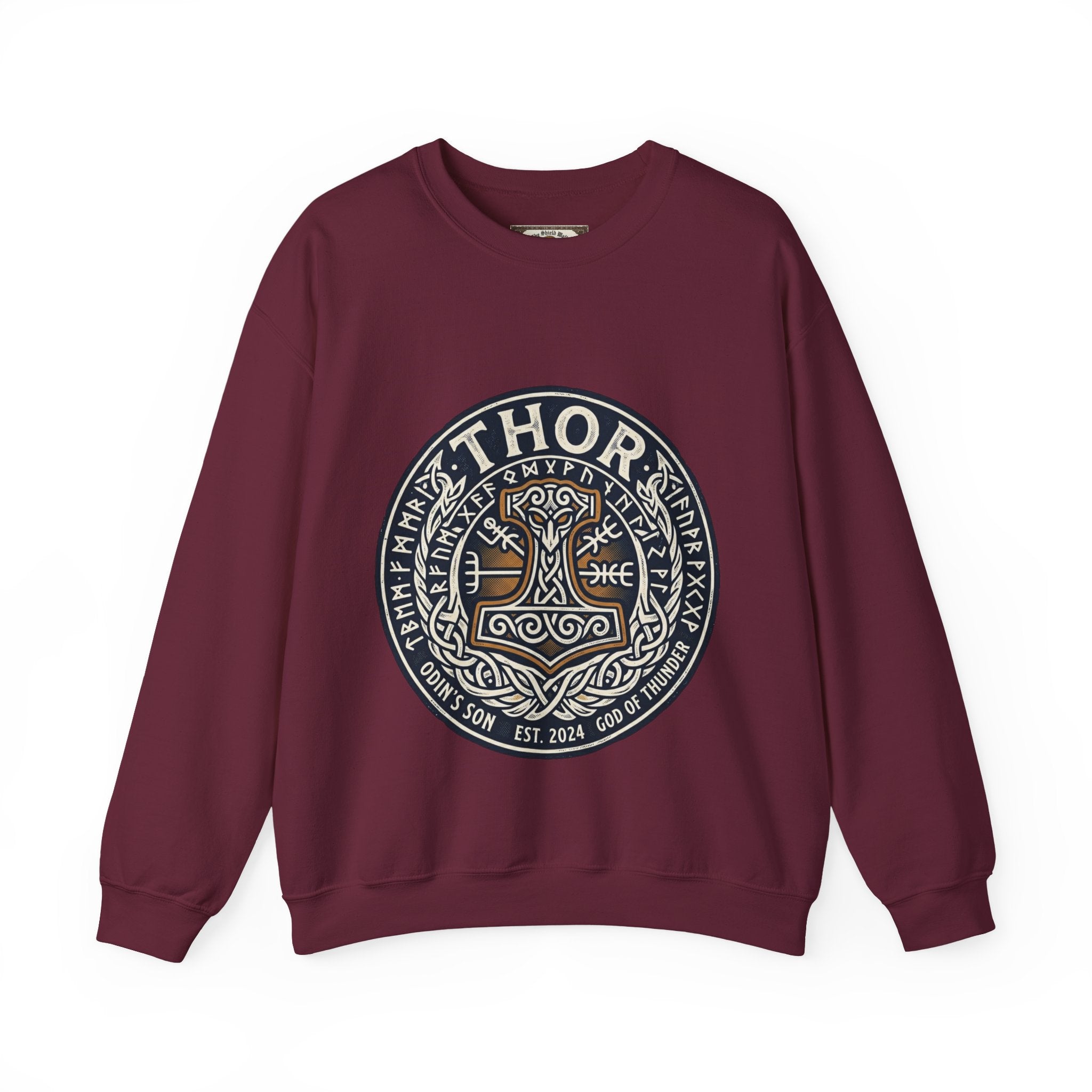 Thor's Hammer Mjollnir Crewneck Sweatshirt — Norse God of Thunder Design