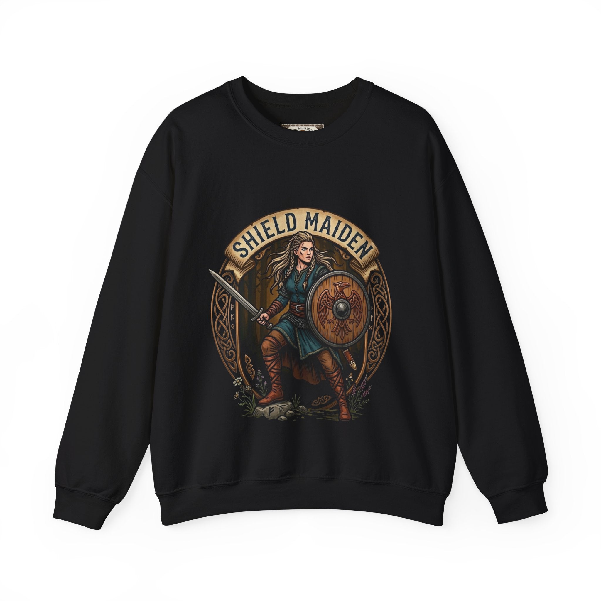 Shield Maiden Crewneck Sweatshirt | Unisex Adult Viking Warrior Top