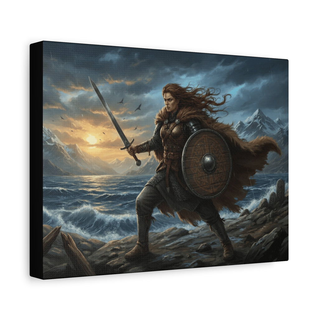 Viking Shield-Maiden Matte Canvas Wall Art — Shield Maiden of the Sagas Stretched Print