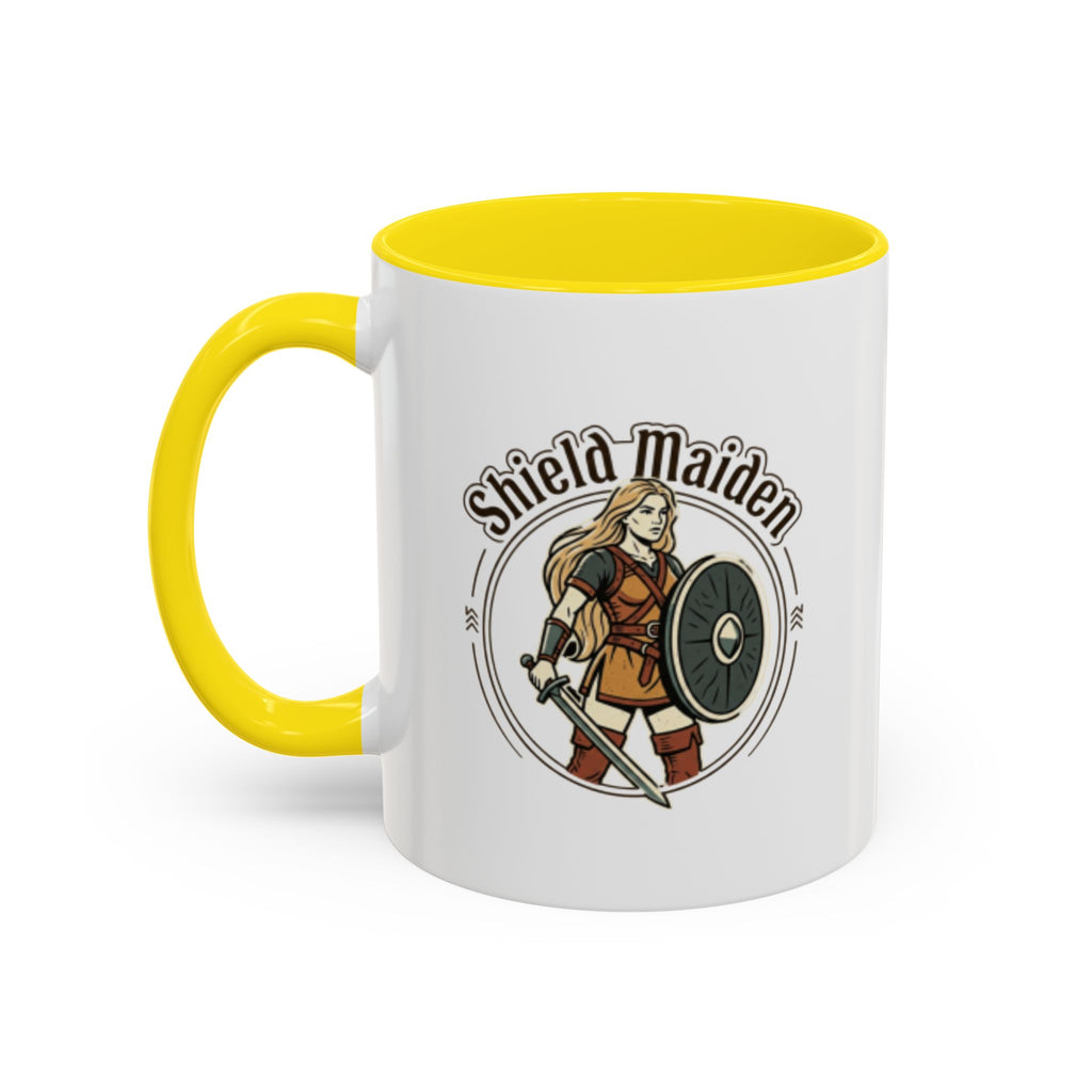 Shield Maiden Coffee Mug | Viking Warrior Woman Design | 11oz Ceramic Mug