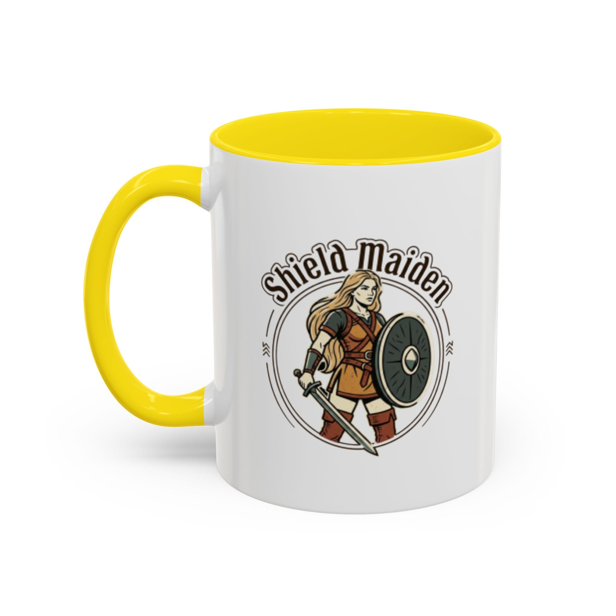 Shield Maiden Coffee Mug | Viking Warrior Woman Design | 11oz Ceramic Mug