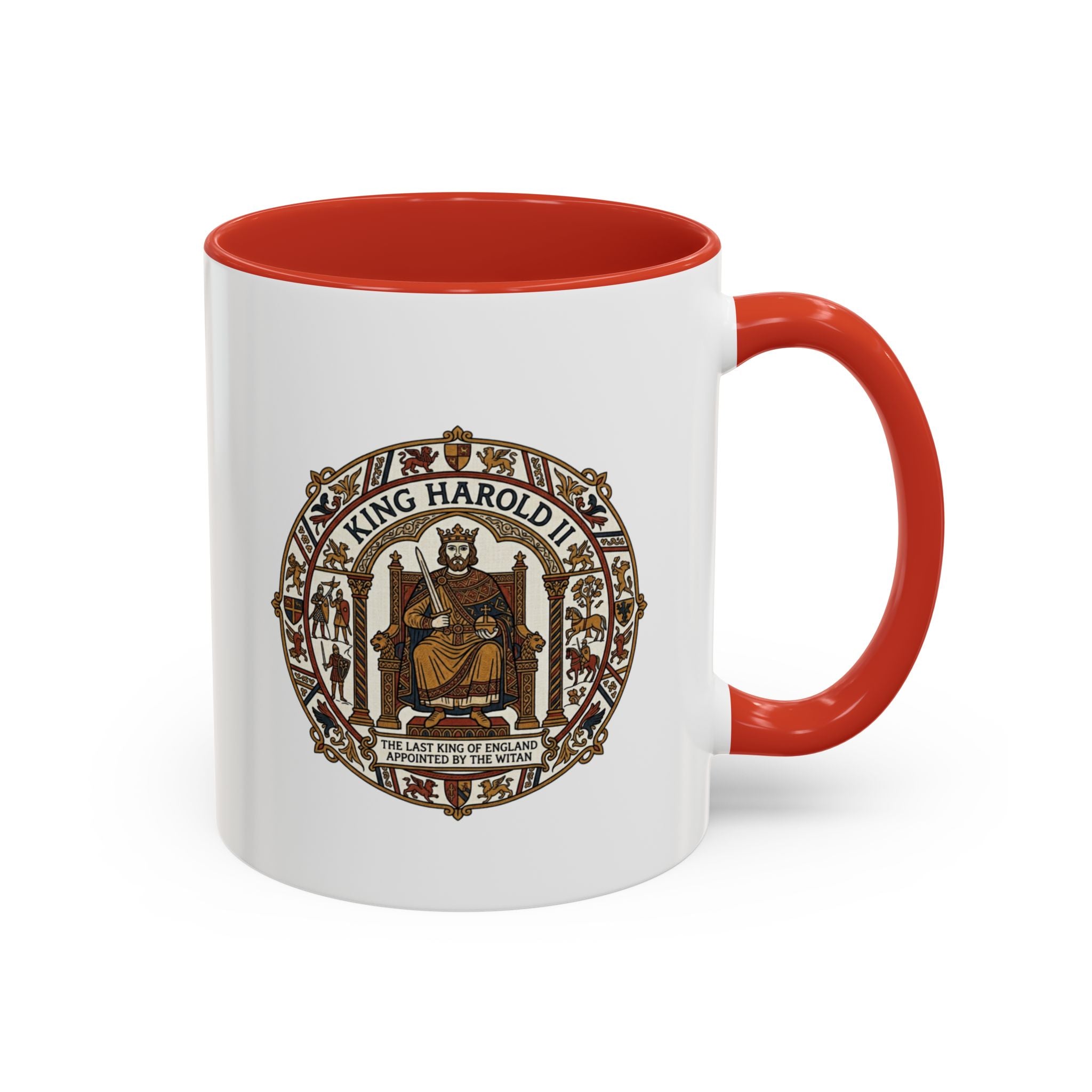 King Harold II Crest Mug — Bayeux Tapestry Medieval Coffee Cup (11oz)