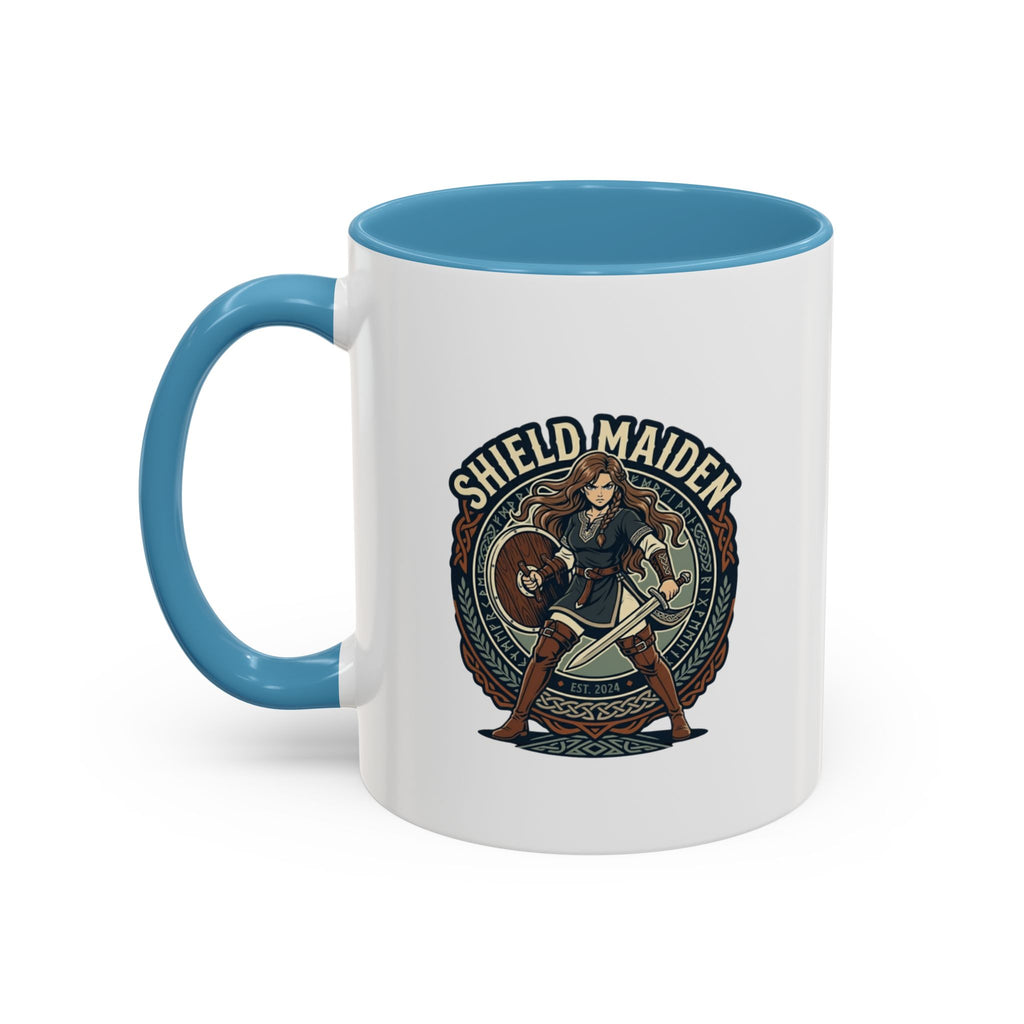 Shield Maiden Coffee Mug | Anglo-Saxon Warrior Woman | 11oz Accent Mug