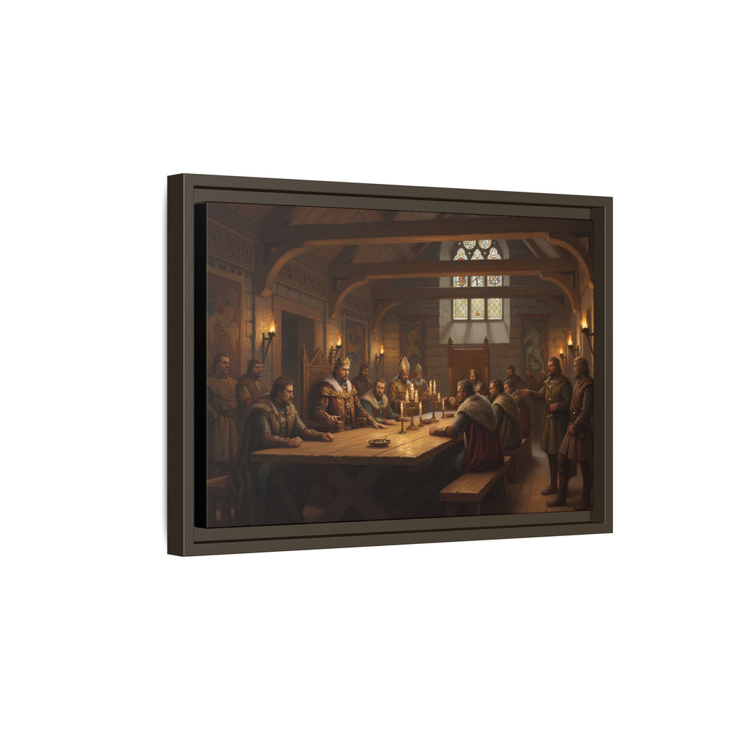 The Witan in Session — Anglo-Saxon Royal Council Framed Canvas Print | Heritage Gift