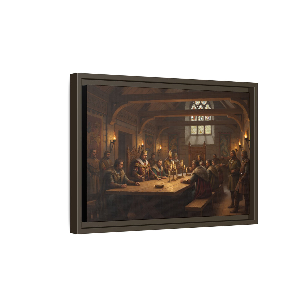 The Witan in Session — Anglo-Saxon Royal Council Framed Canvas Print | Heritage Gift