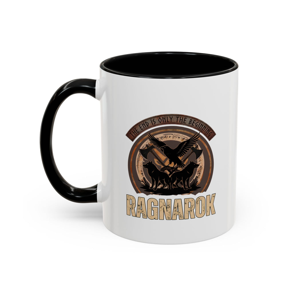 Ragnarök Mug — The End Is Only The Beginning Raven Wolf & Axes Accent Ceramic Mug 11oz | Heritage Clothing