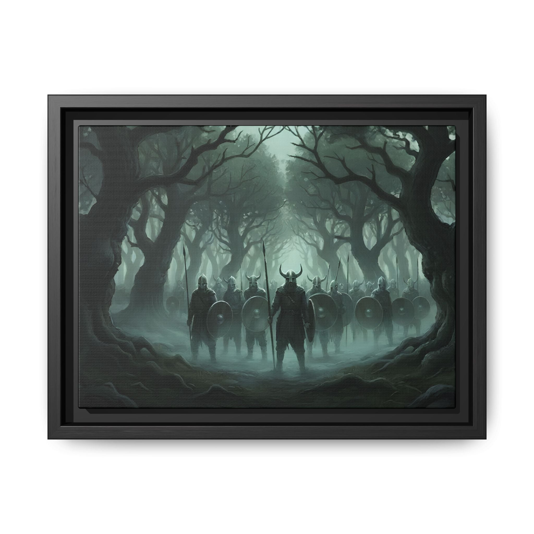 Viking Warriors Matte Framed Canvas — "Viking Ghosts of Kingley Vale"