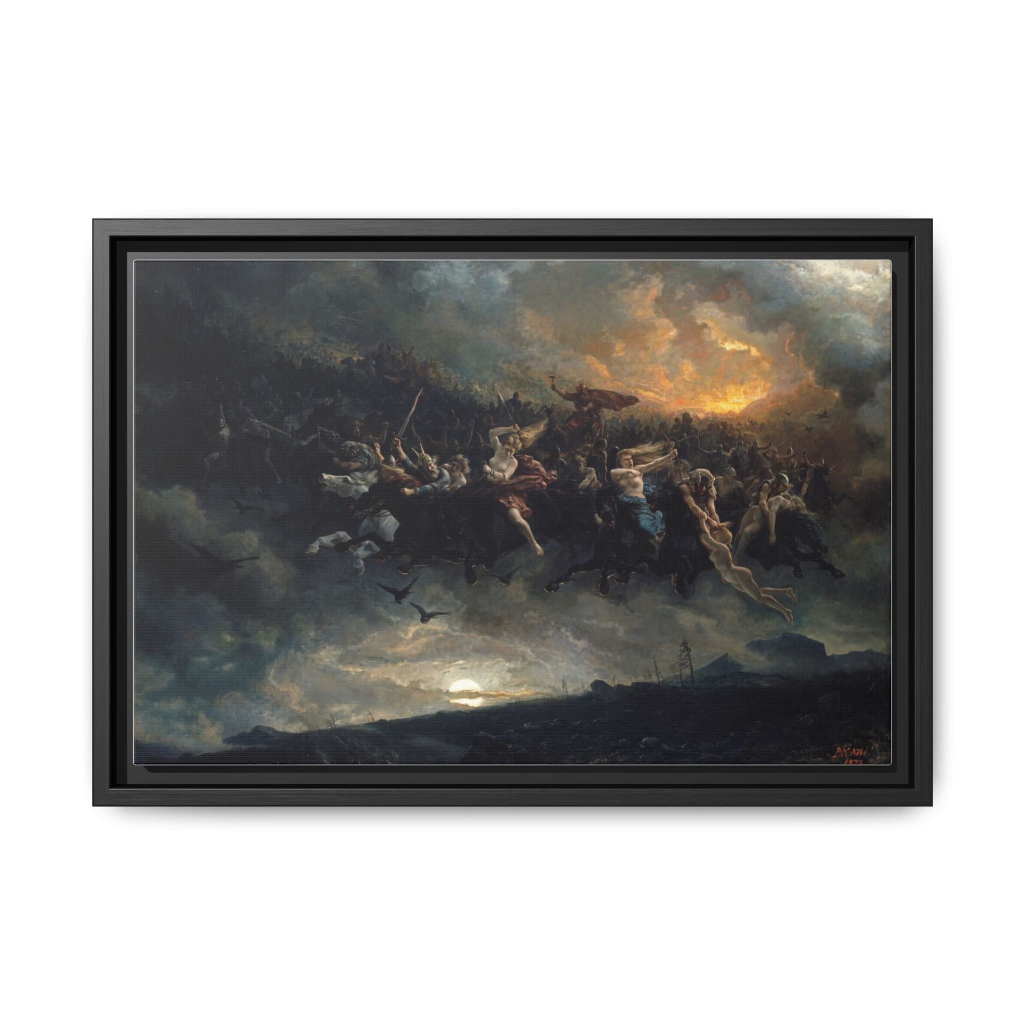 The Wild Hunt of Odin Framed Canvas Print | Norse Mythology Wall Art | Peter Nicolai Arbo 1872