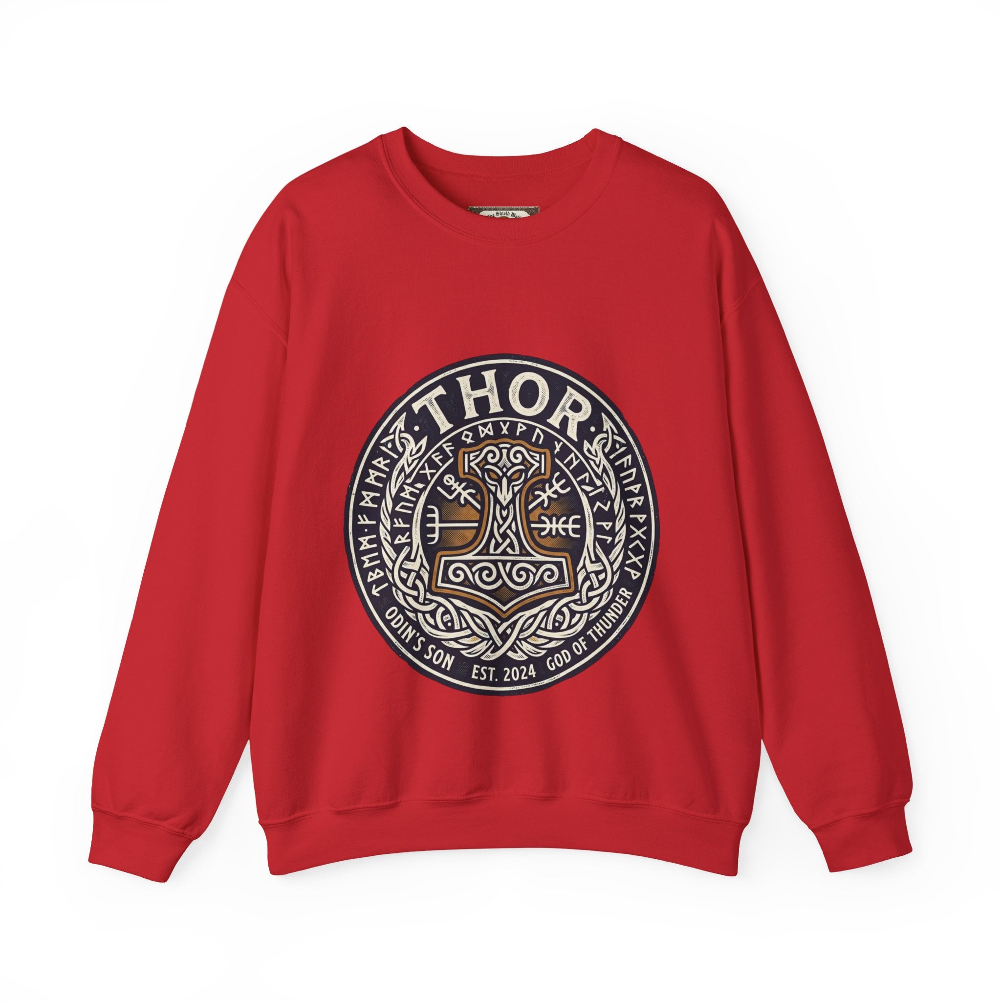 Thor's Hammer Mjollnir Crewneck Sweatshirt — Norse God of Thunder Design