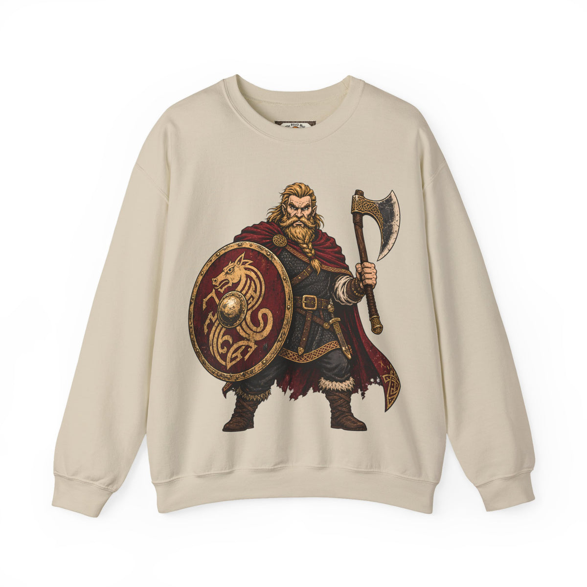Anglo-Saxon Caricature Warrior — Axe & Shield Sweatshirt | Heritage Clothing