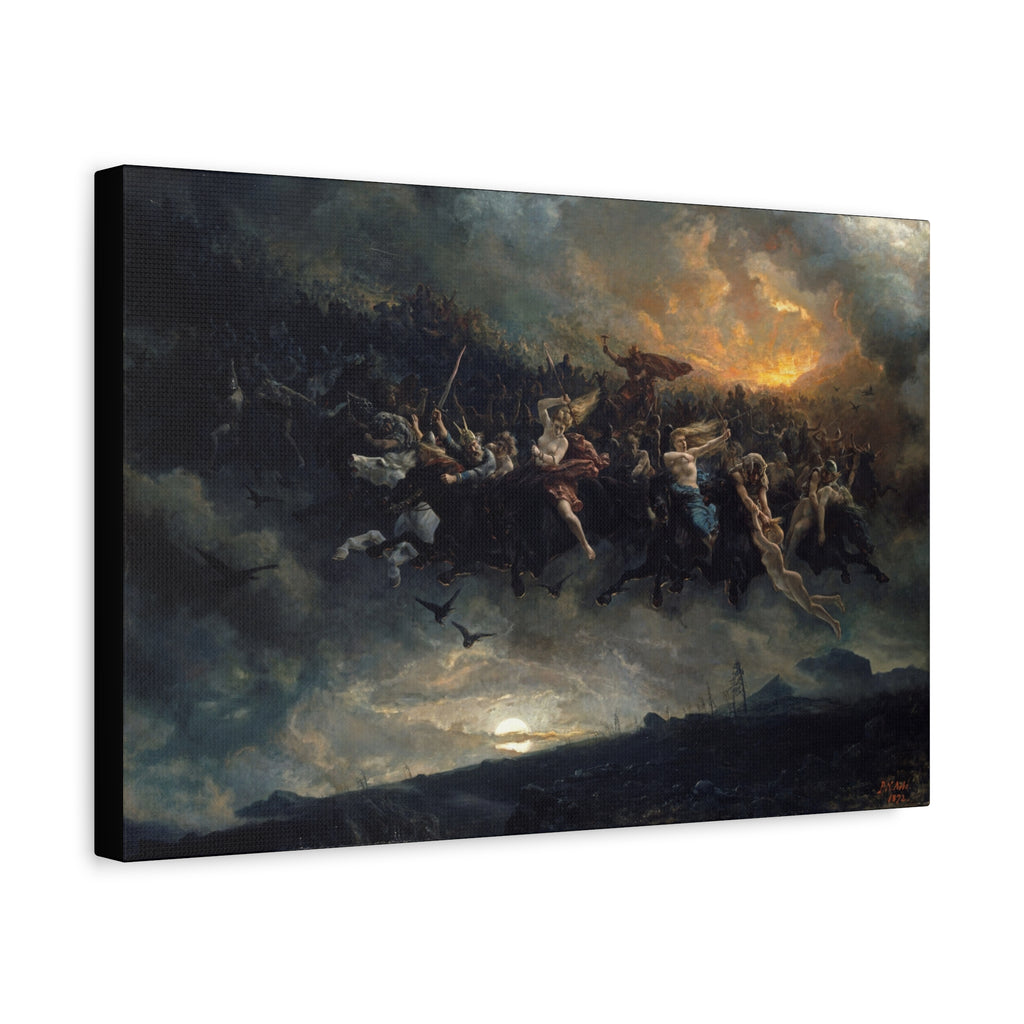 The Wild Hunt of Odin Unframed Stretched Canvas Print | Peter Nicolai Arbo 1872 | Norse Wall Art