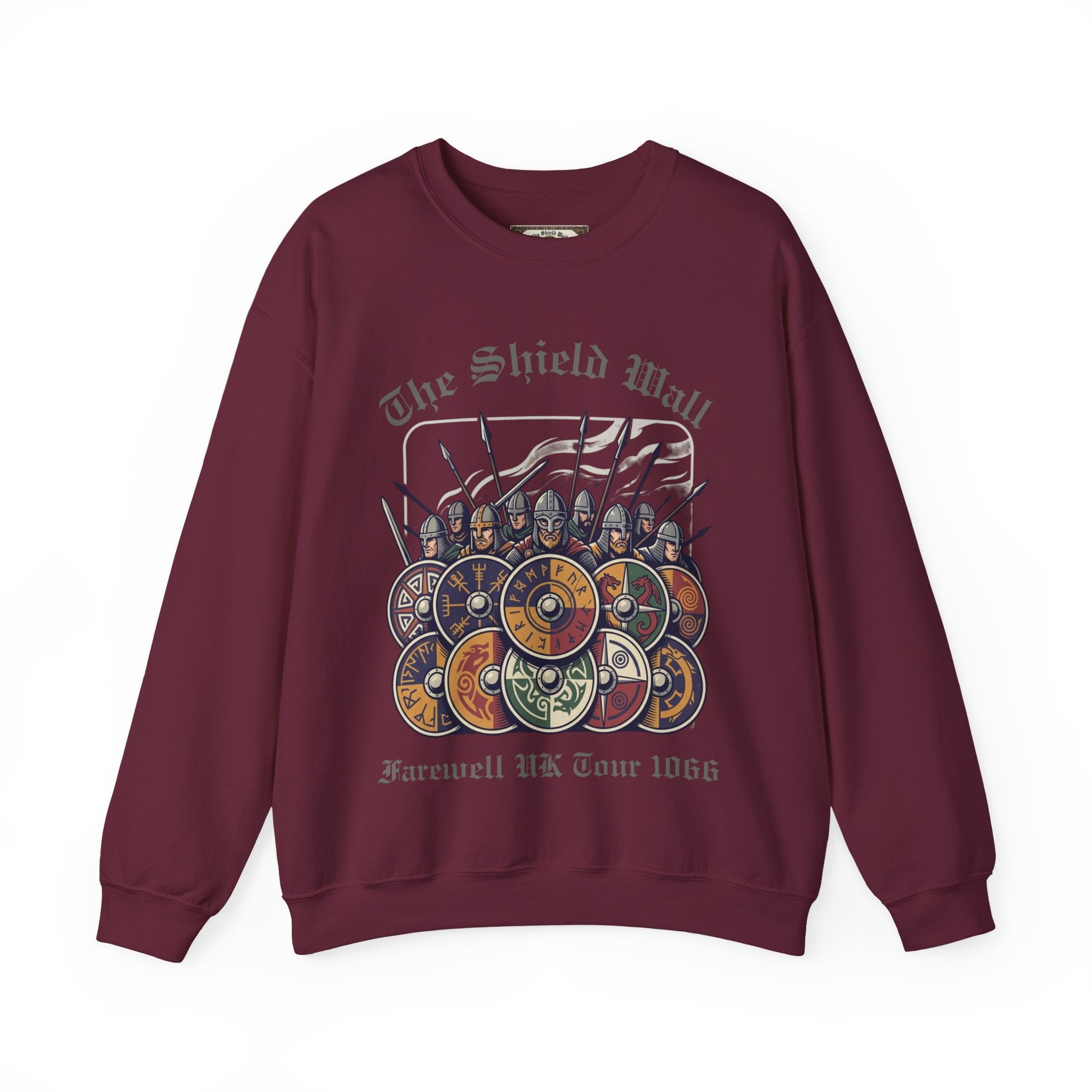 The Shield Wall Farewell UK Tour 1066 Sweatshirt — Unisex Adult Battle Dates Back Print