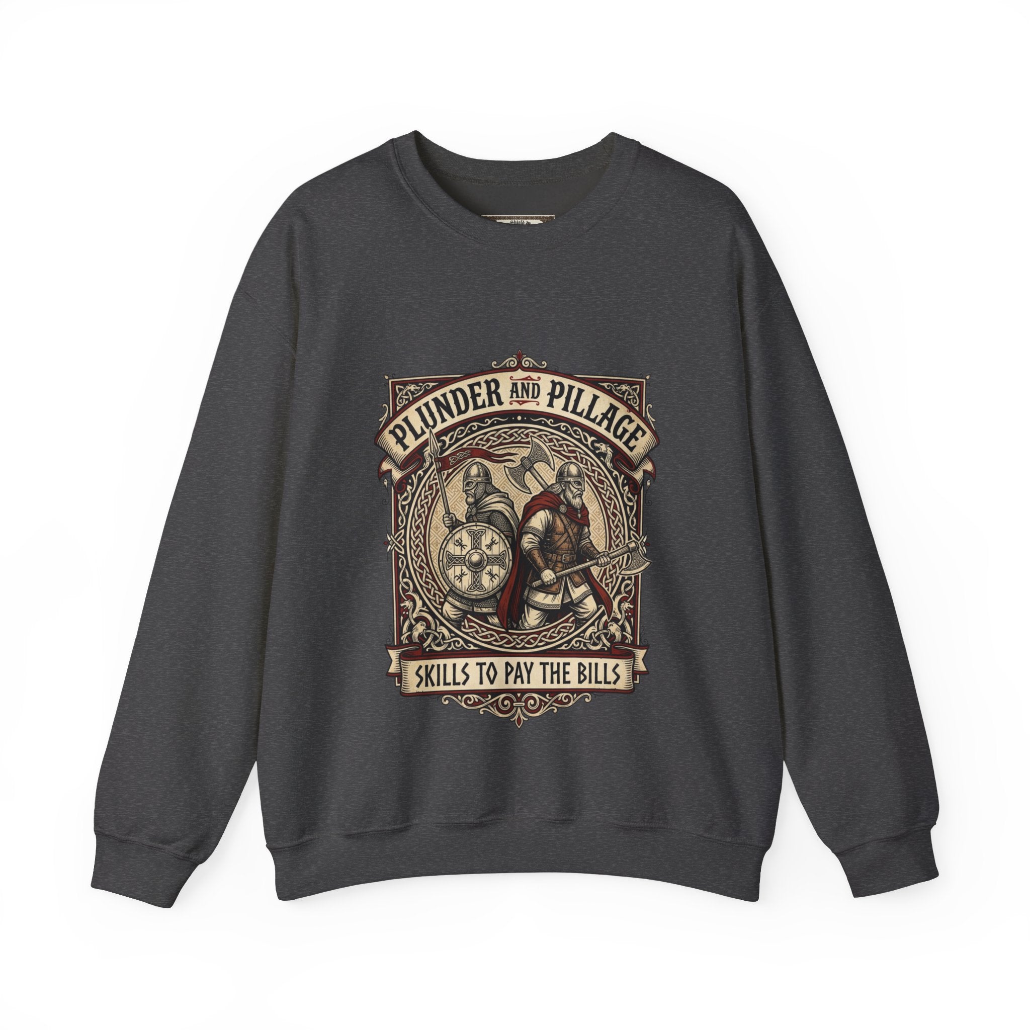 Viking Warrior Crewneck Sweatshirt | Norse Plunder & Pillage Design | Unisex Adult